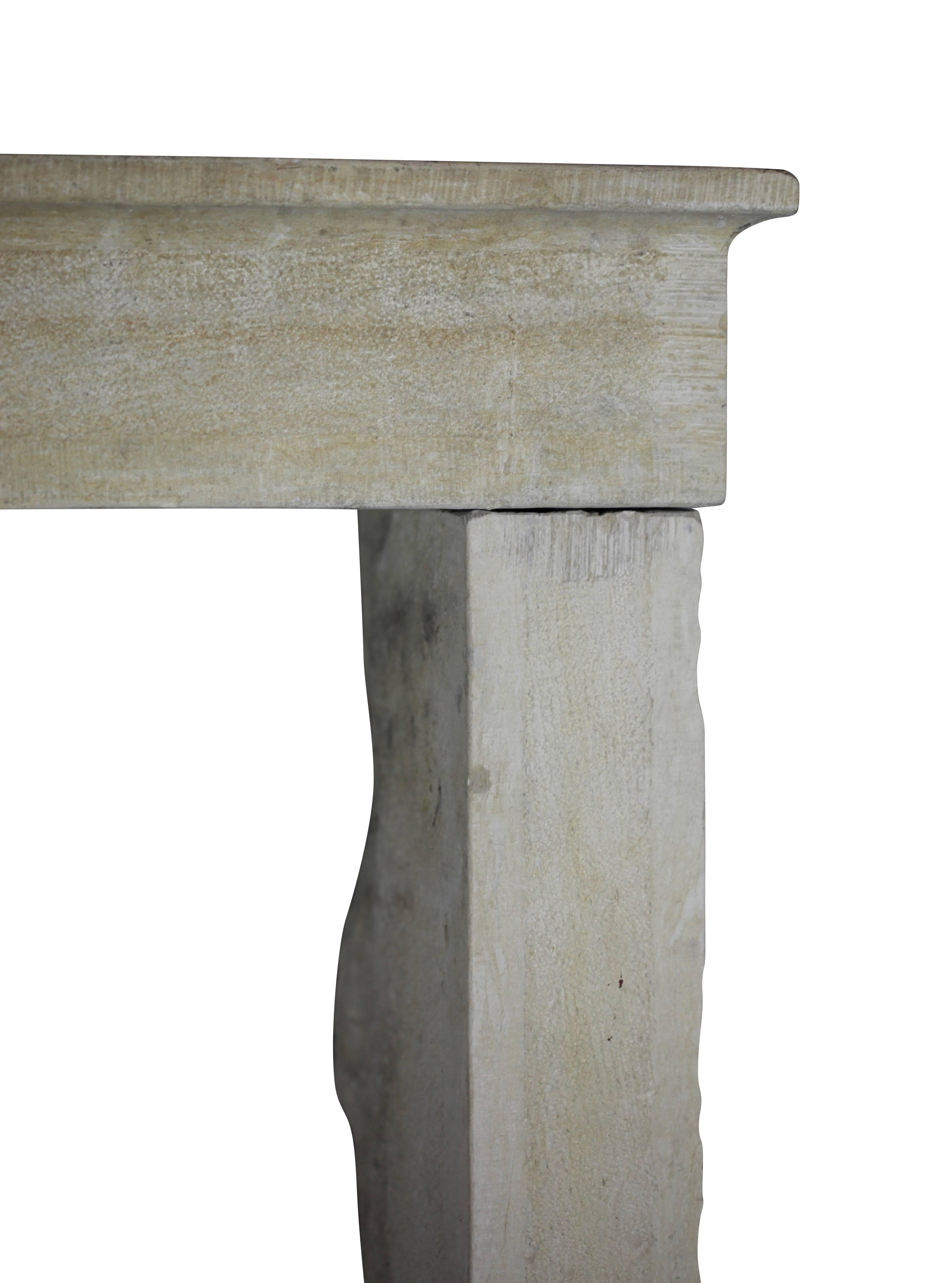 Carved 17th Century Rustic Limestone Antique Fireplace Mantel