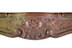 18th Century Antique Fireplace Mantel in Burgundy Bicolor Hard Stone