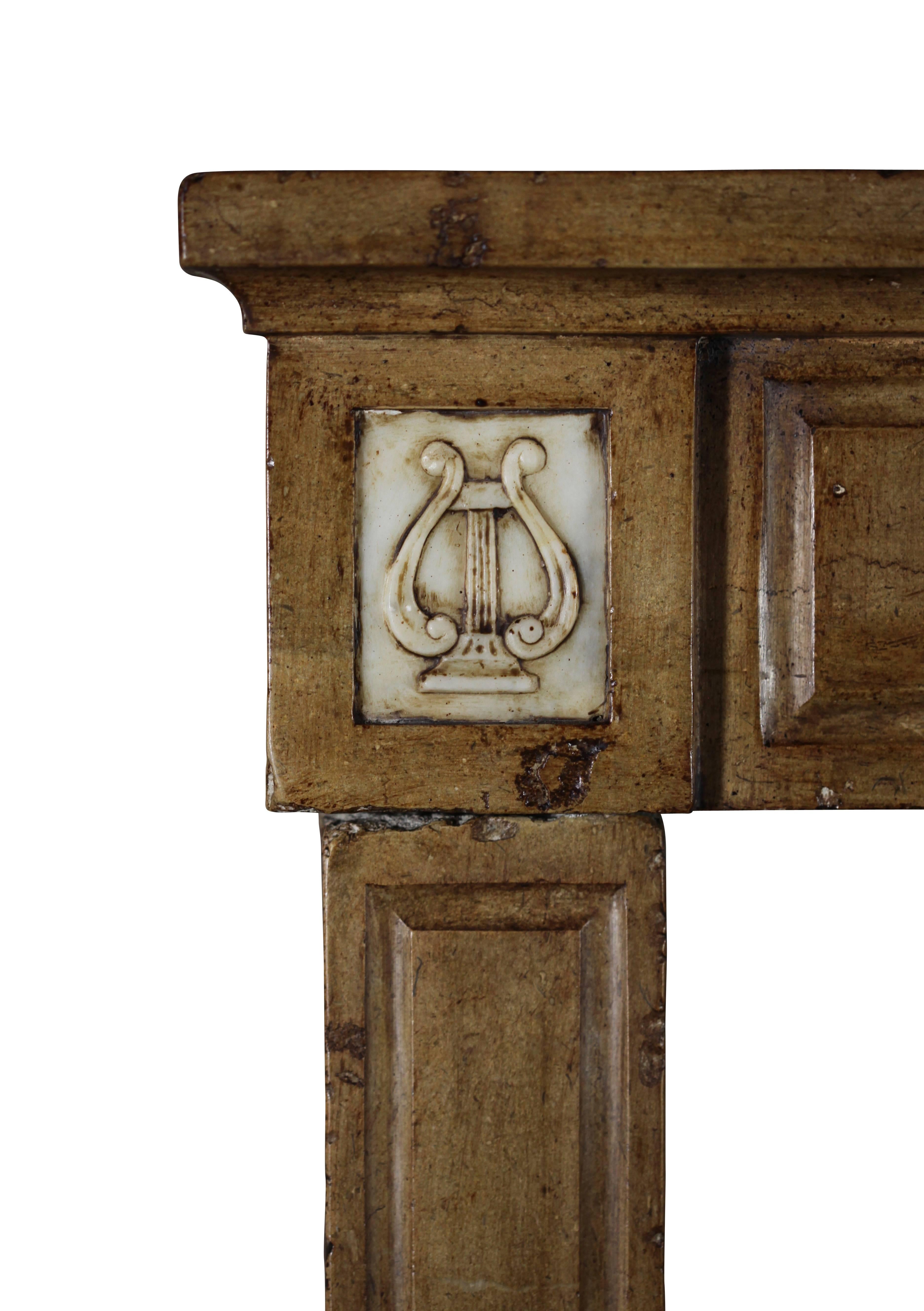 18th Century and Earlier 18th Century Antique Fireplace Mantel with Starry Marble Inlay For Sale
