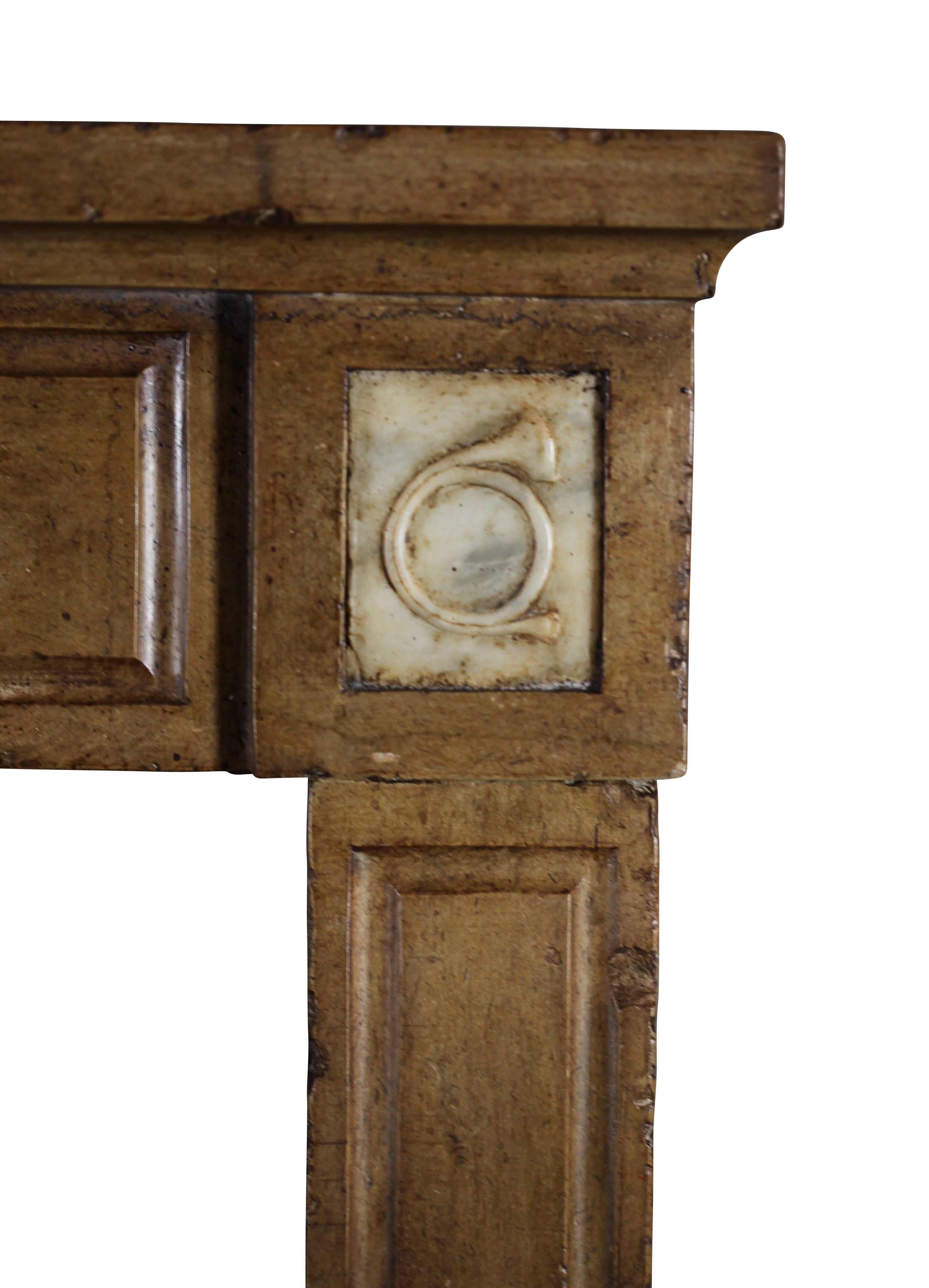 Stone 18th Century Antique Fireplace Mantel with Starry Marble Inlay For Sale