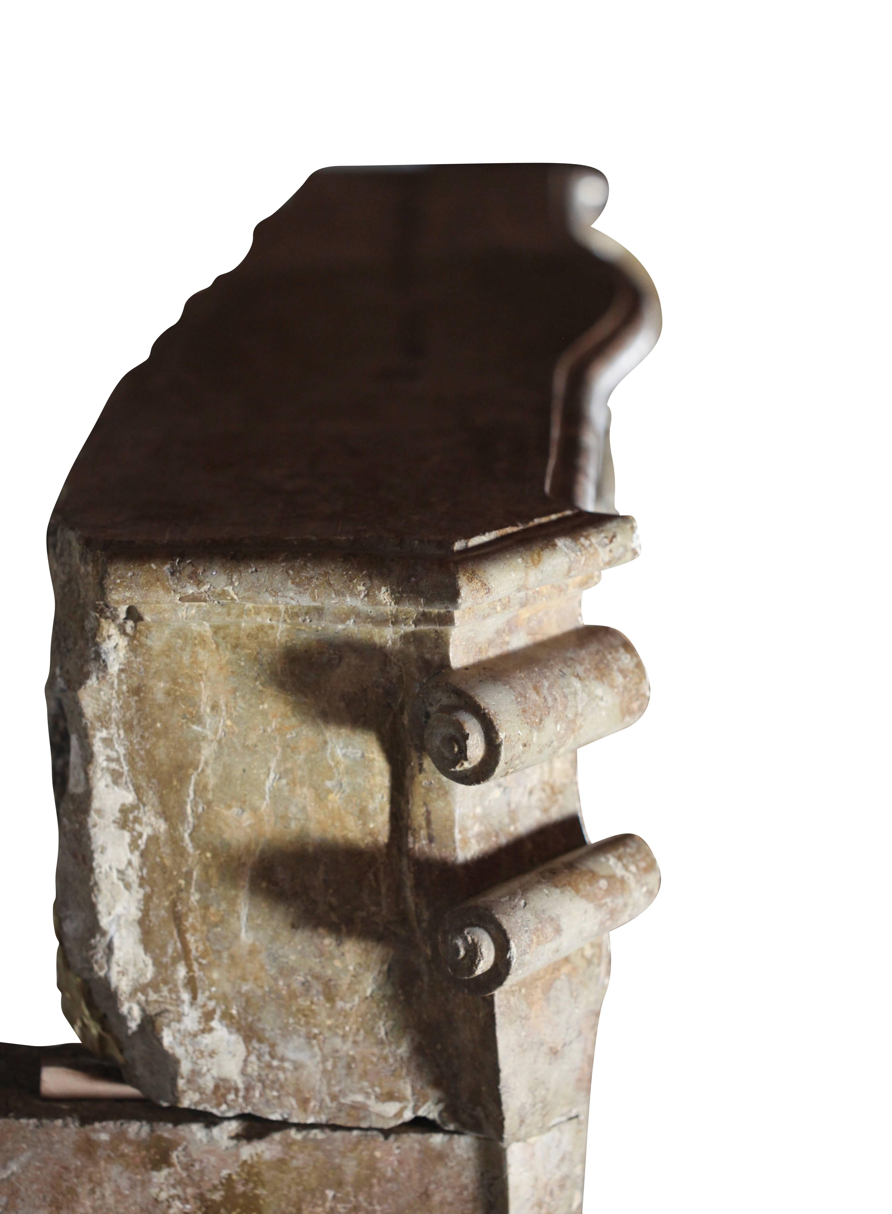 Cheminée ancienne en pierre dure marron du 18ème siècle en vente 2