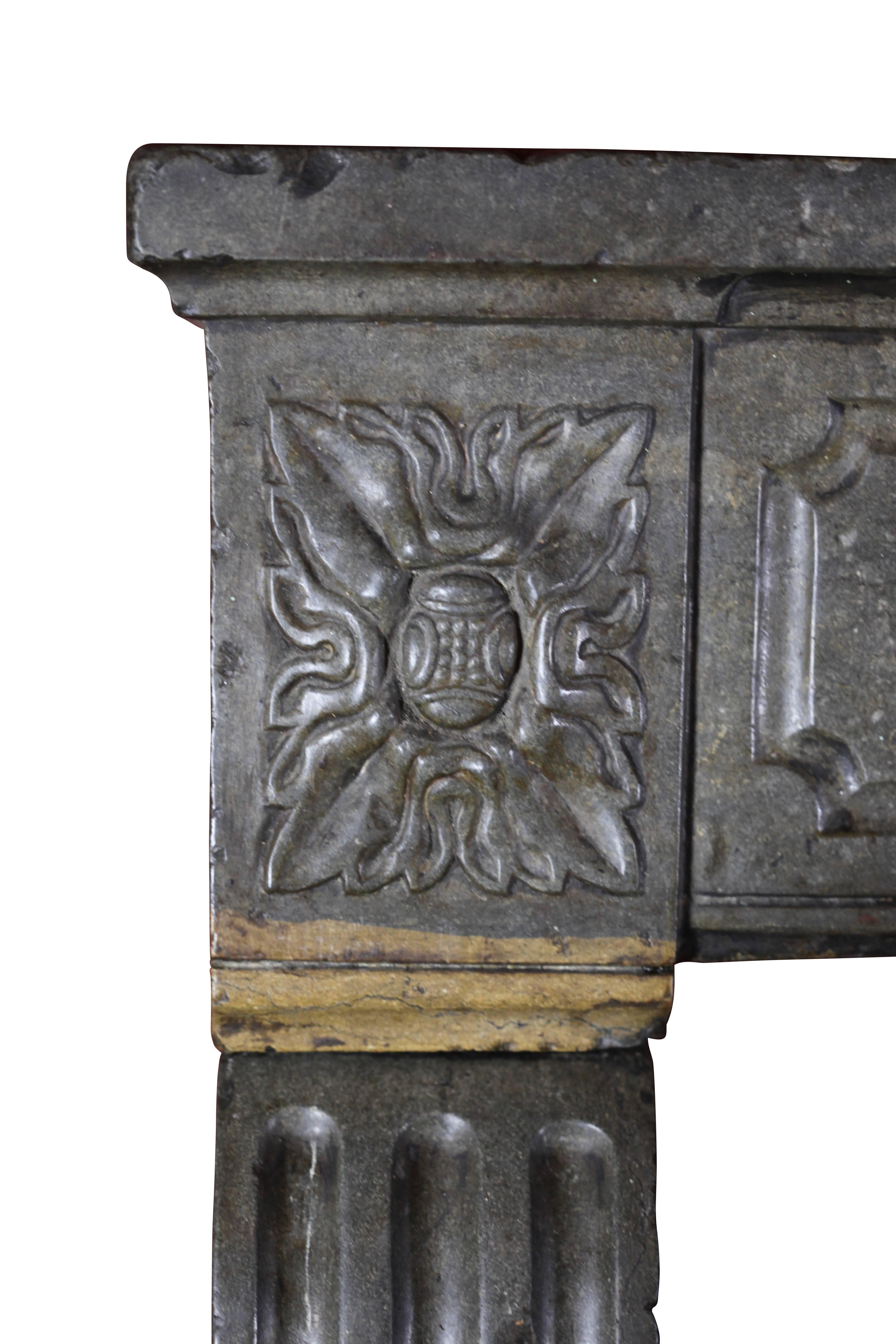 Carved 18th Century Original Antique Fireplace Mantel For Sale