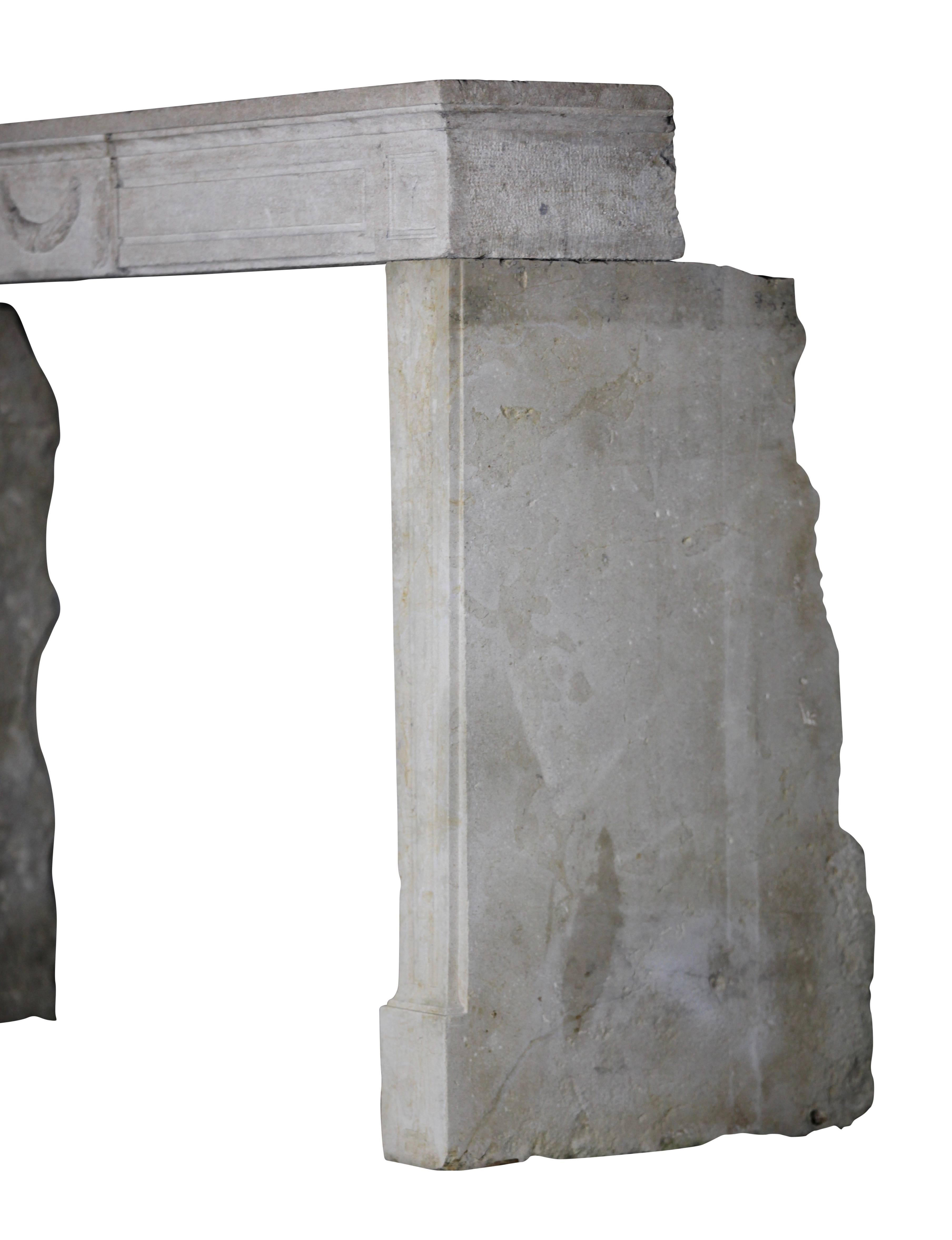 18th Century French Country Limestone Fireplace Surround For Sale 2