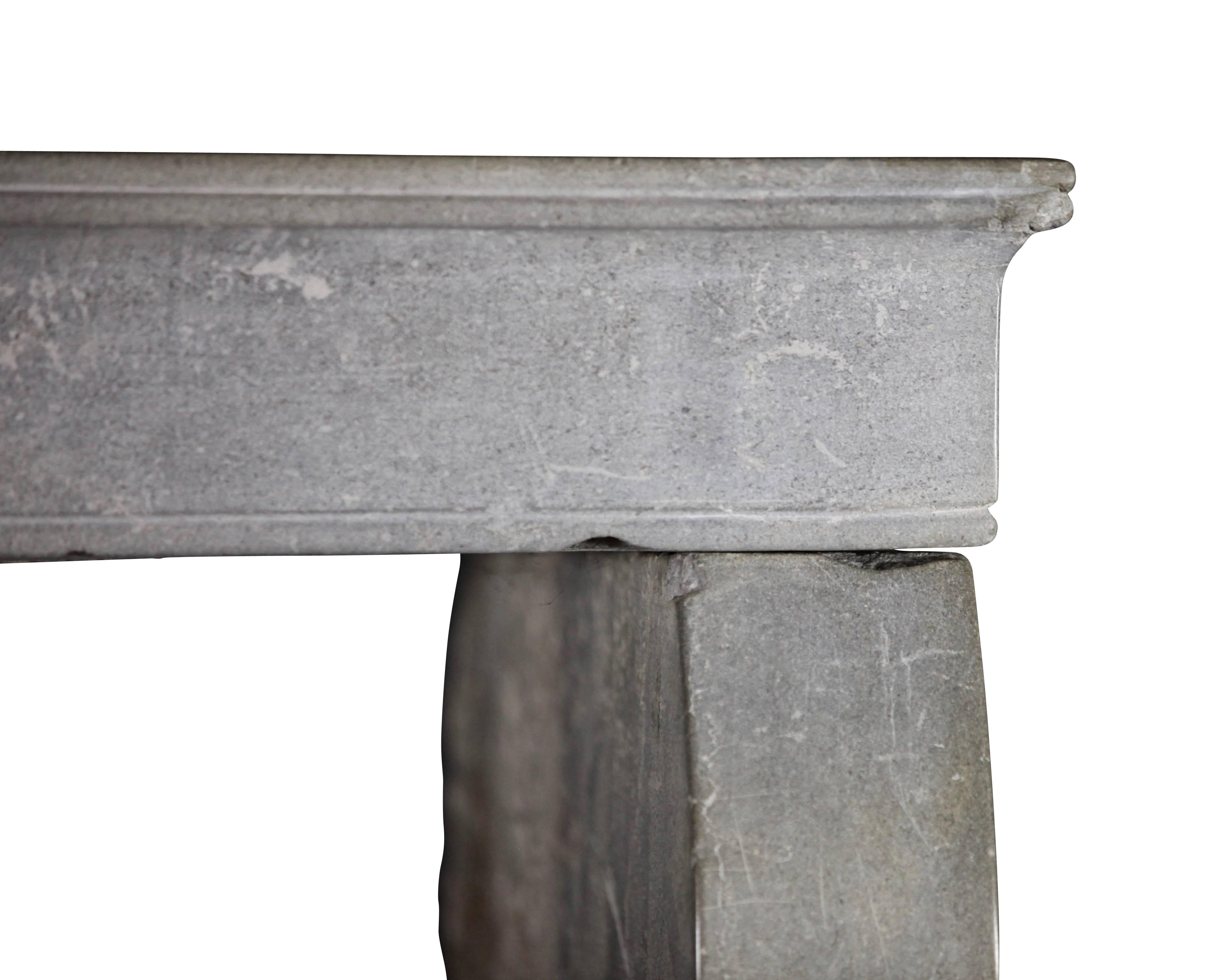19th Century Original French Country Grey Hard Stone Antique Fireplace Mantle In Good Condition For Sale In Beervelde, BE