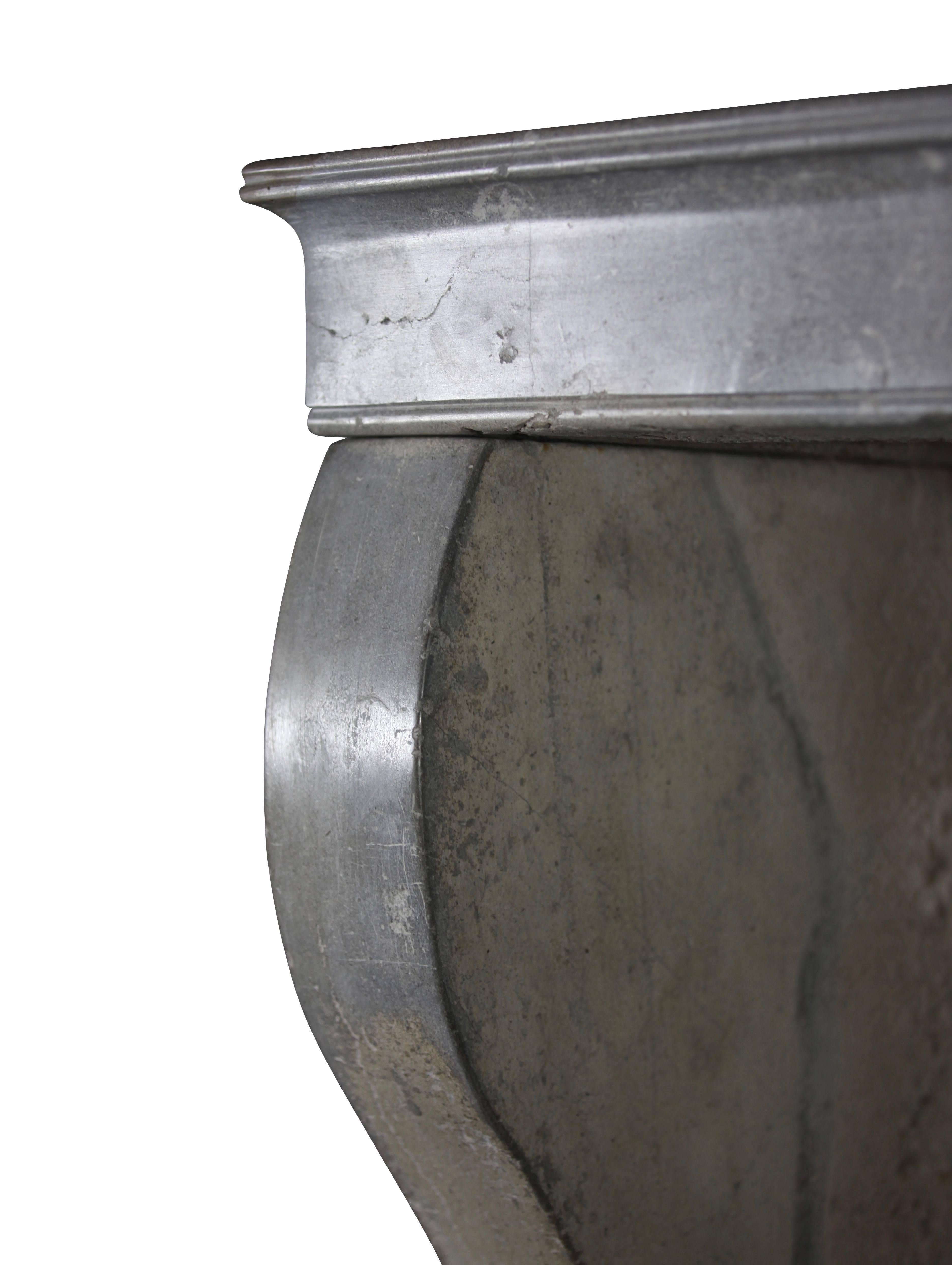 19th Century Original French Country Grey Hard Stone Antique Fireplace Mantle For Sale 3