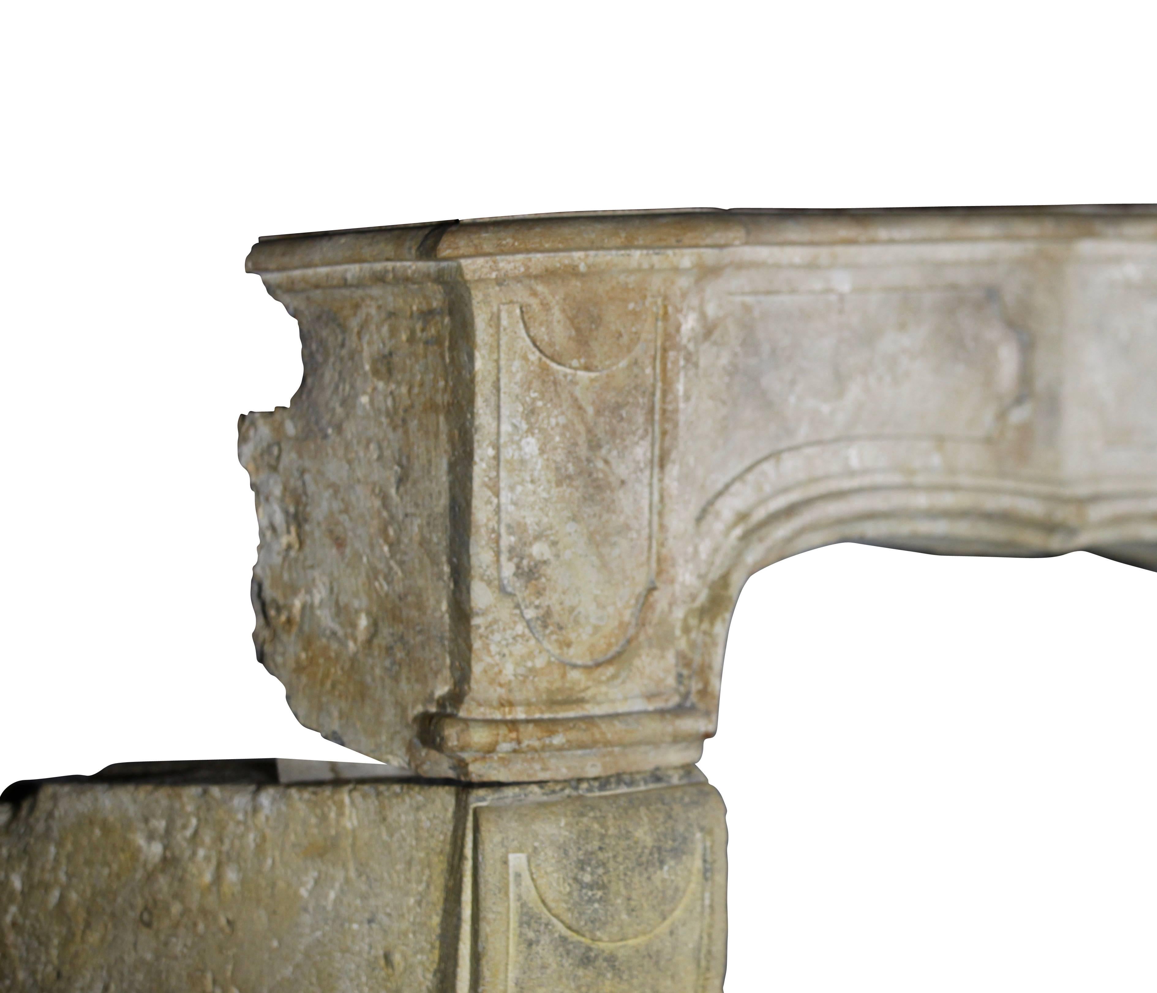 Régence 18th Century French Country Limestone Fireplace Surround For Sale