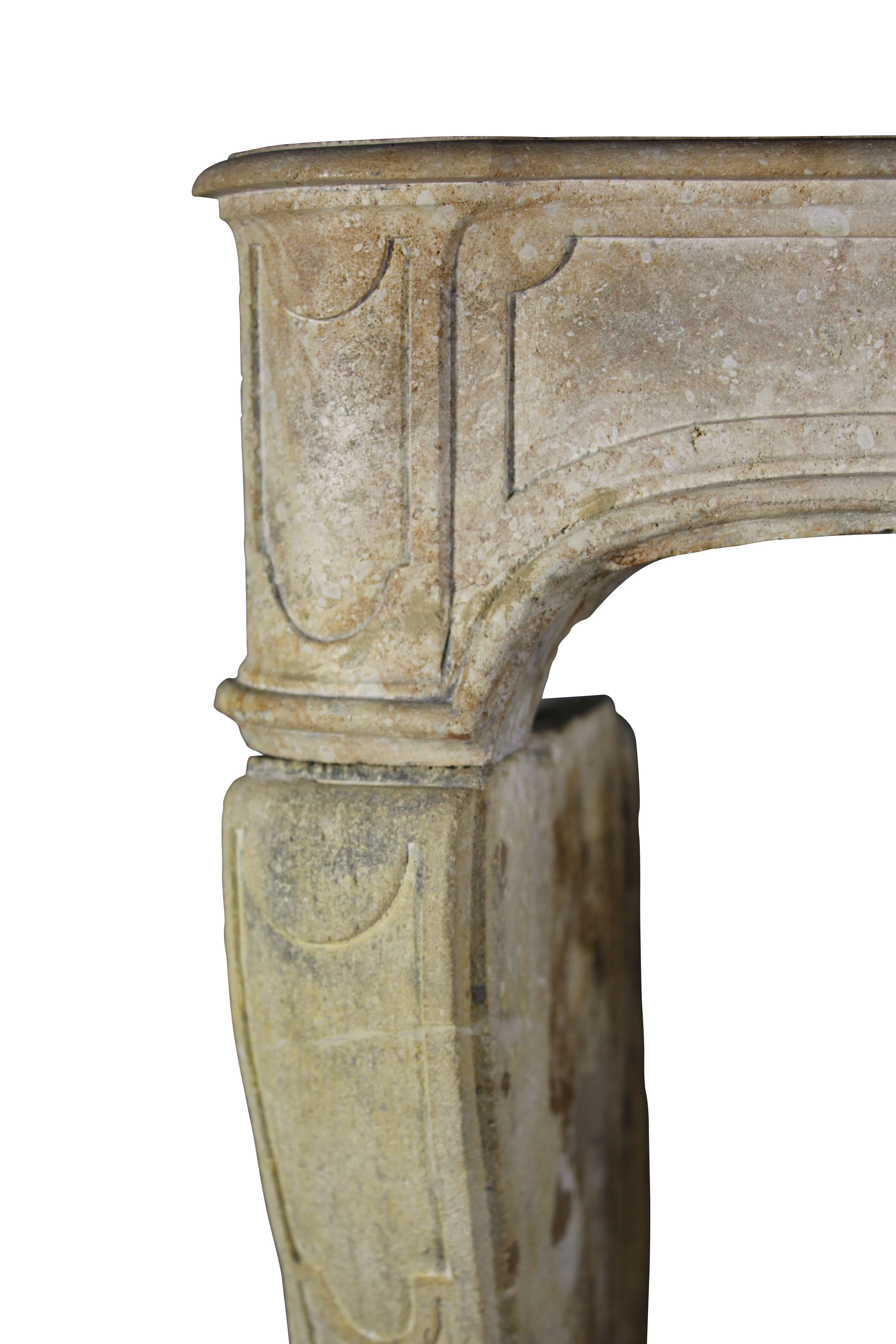 18th Century French Country Limestone Fireplace Surround For Sale 1