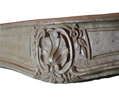 18th Century French Country Limestone Fireplace Mantel