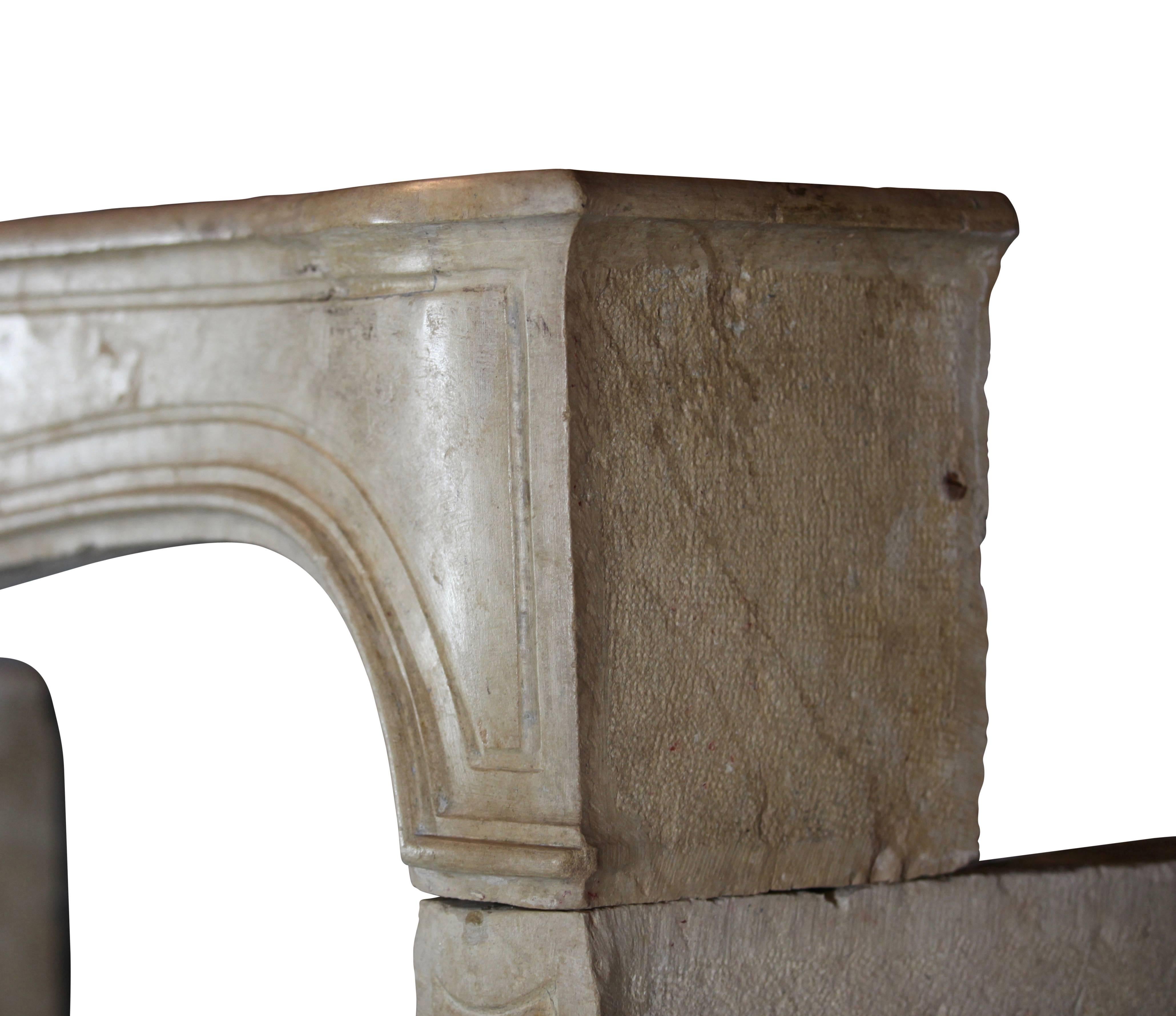 18th Century and Earlier 18th Century French Country Limestone Fireplace Mantel For Sale