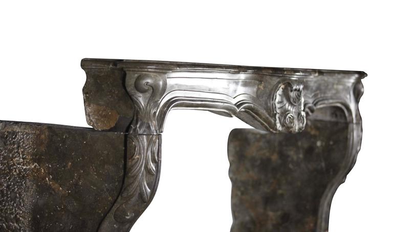18th Century French Country Fossil Stone Antique Fireplace Mantle 18th Century French Country Fossil Stone Antique Fireplace Mantle For 2