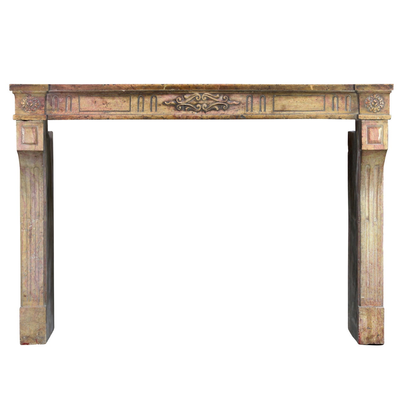 18th Century French Hard Stone Antique Fireplace Mantel, Louis XVI Period For Sale