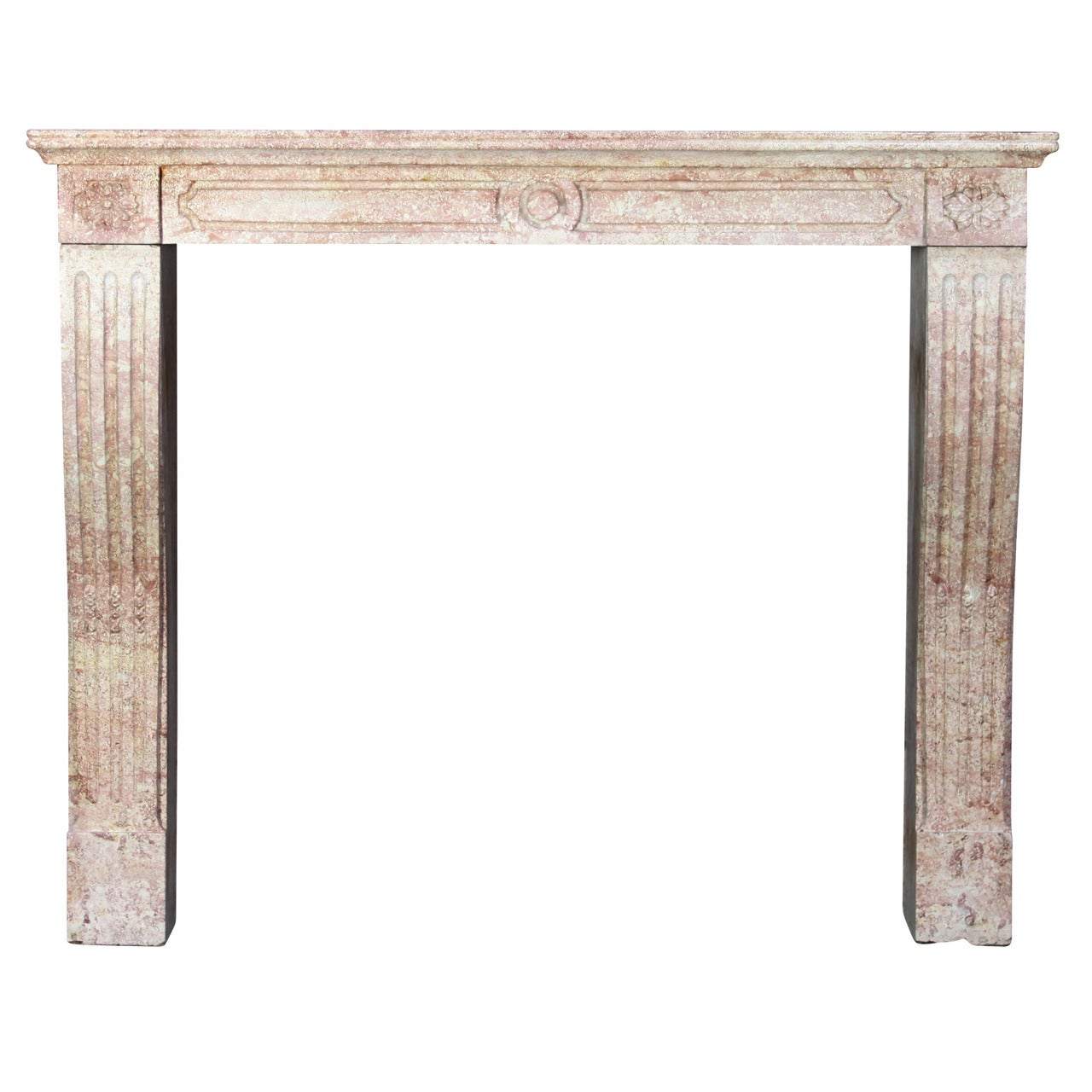 19th Century, French Hard Stone Louis XVI Style Antique Fireplace Mantel