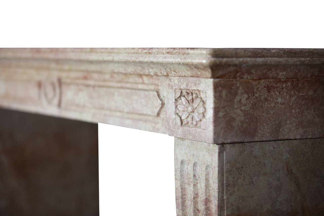 19th Century, French Hard Stone Louis XVI Style Antique Fireplace Mantel For Sale 4