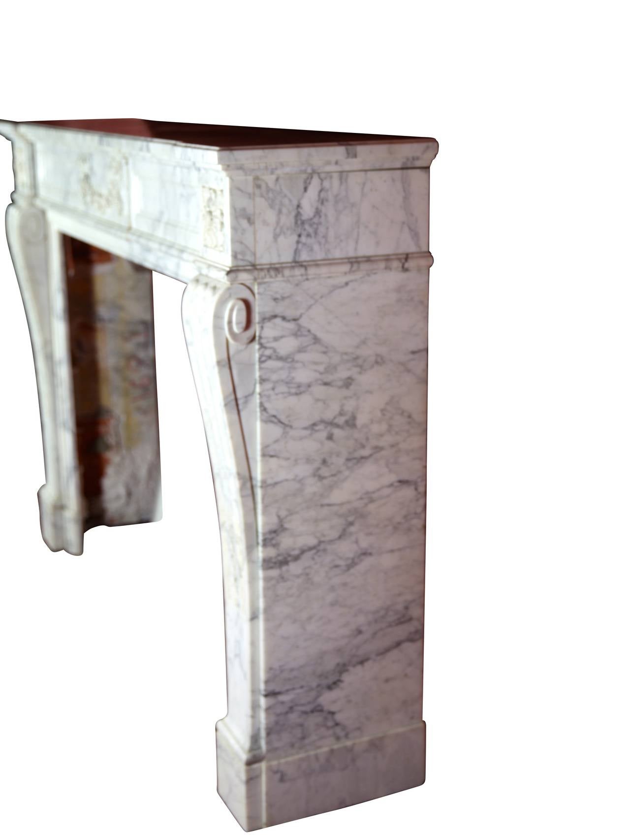 19th Century Blanc de Carrara Marble Antique Fireplace Mantel 3