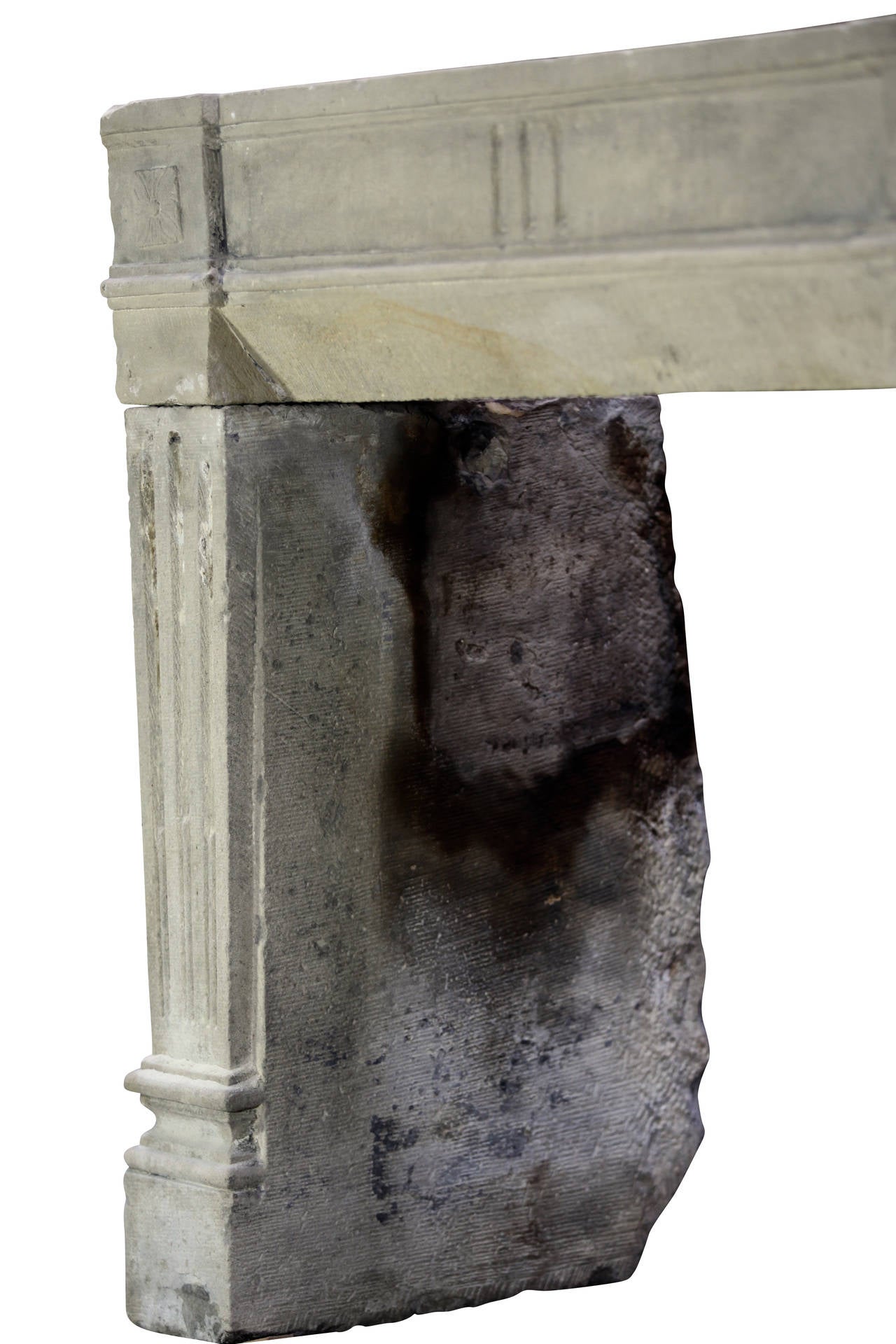 18th Century Petite Grez Stone French Country Fireplace Surround For Sale 1