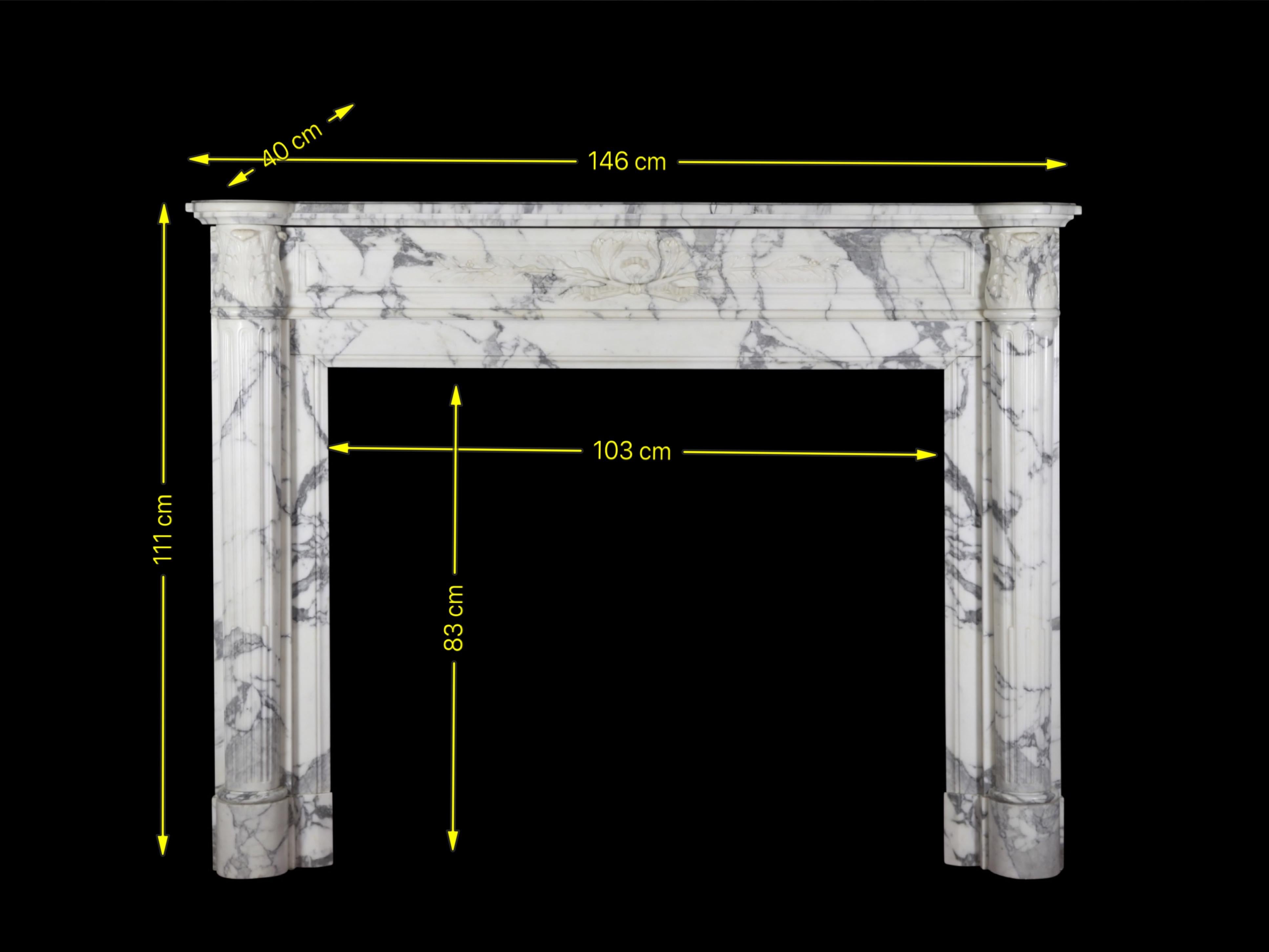 White Grand Interior Carrare Marble French Antique Fireplace Mantel 4