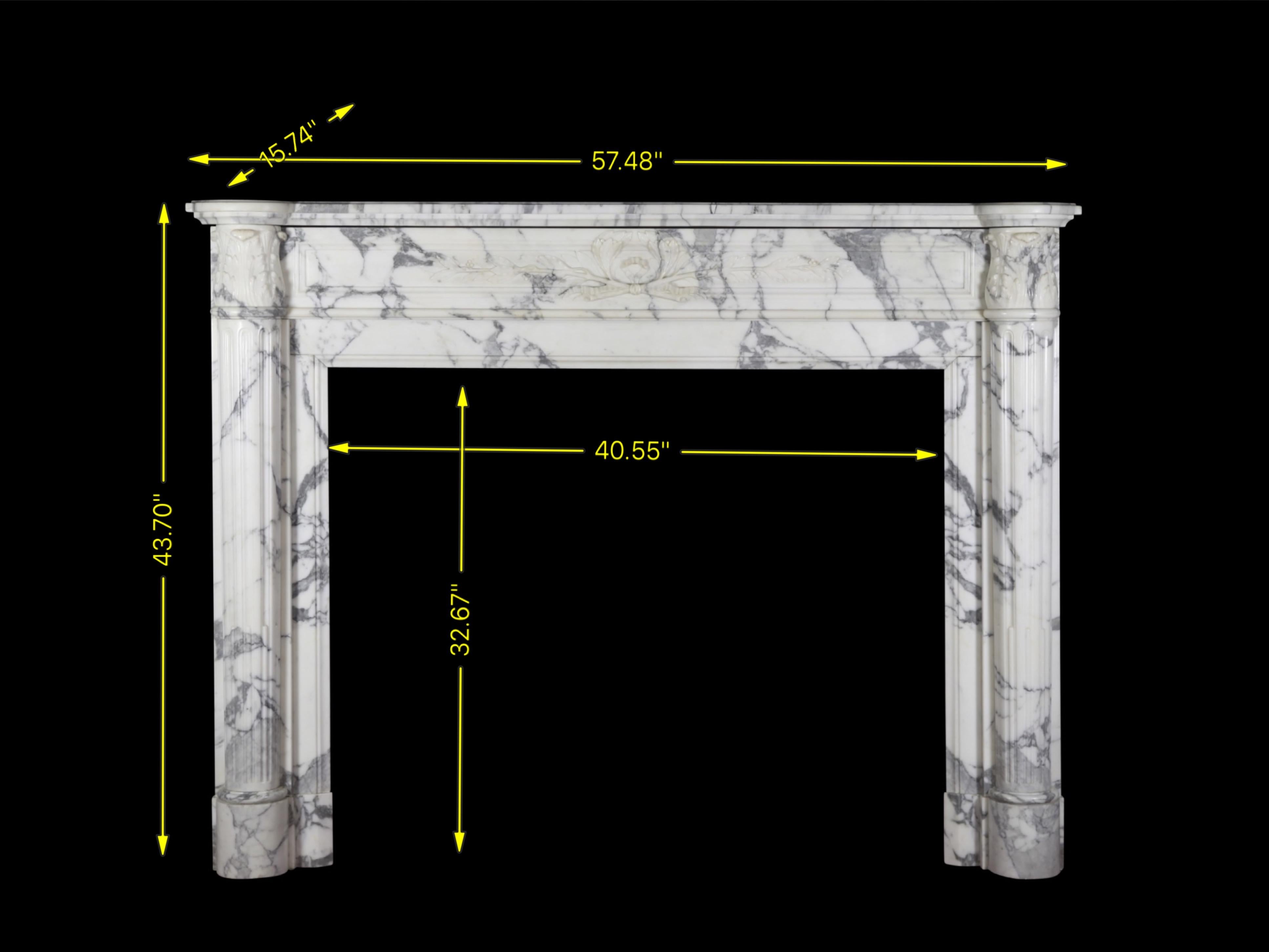 White Grand Interior Carrare Marble French Antique Fireplace Mantel 5