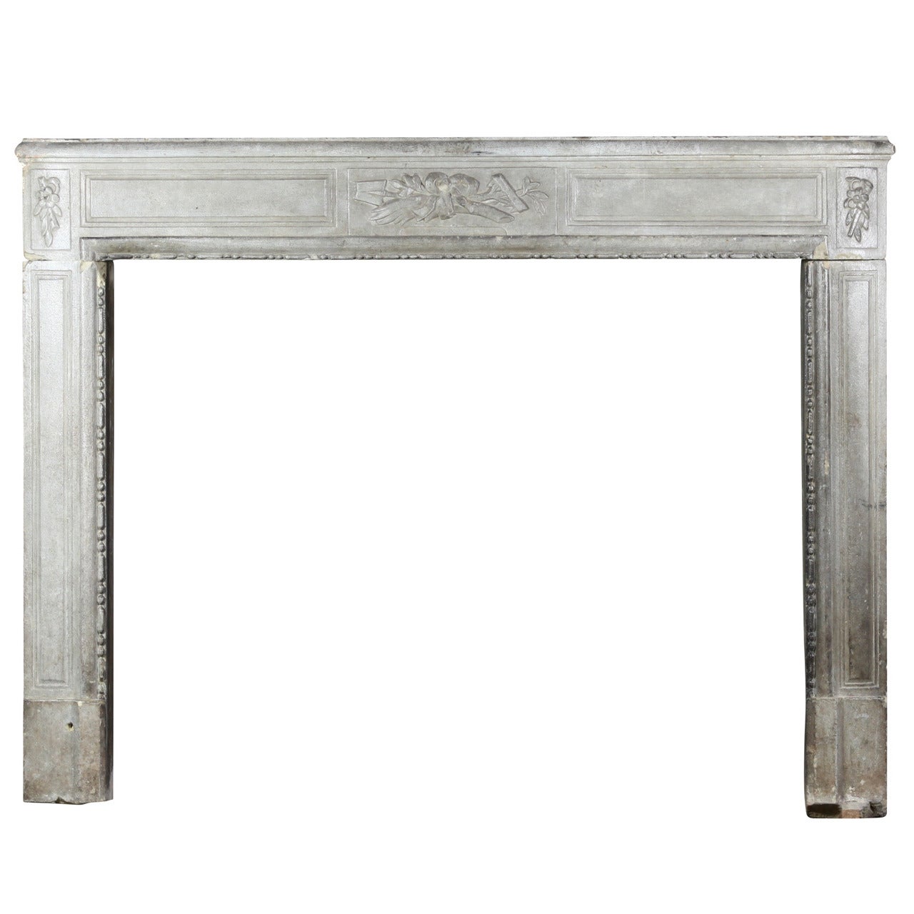 18th Century Original Rustic French Limestone Antique Fireplace Mantel