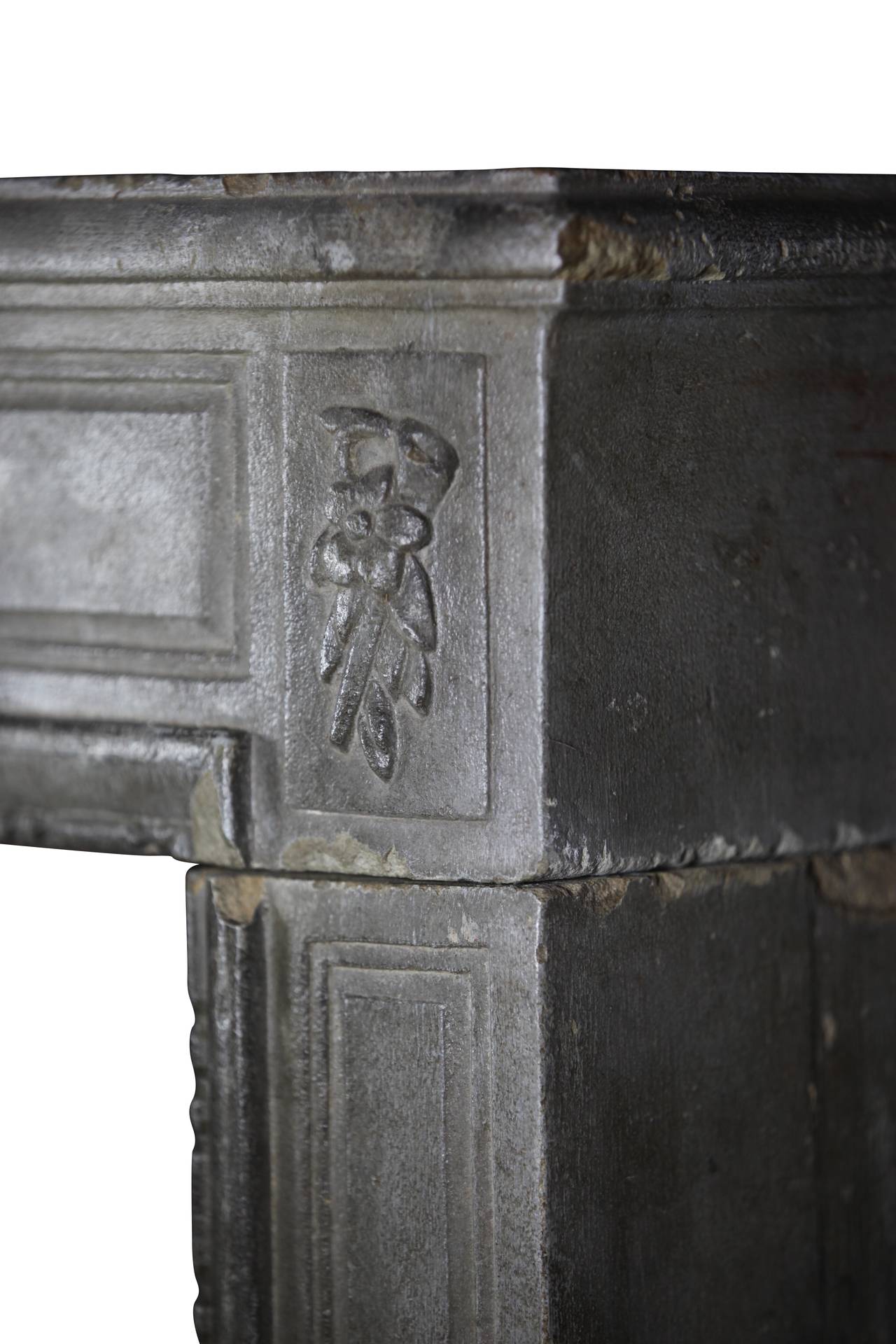 18th Century Original Rustic French Limestone Antique Fireplace Mantel 3
