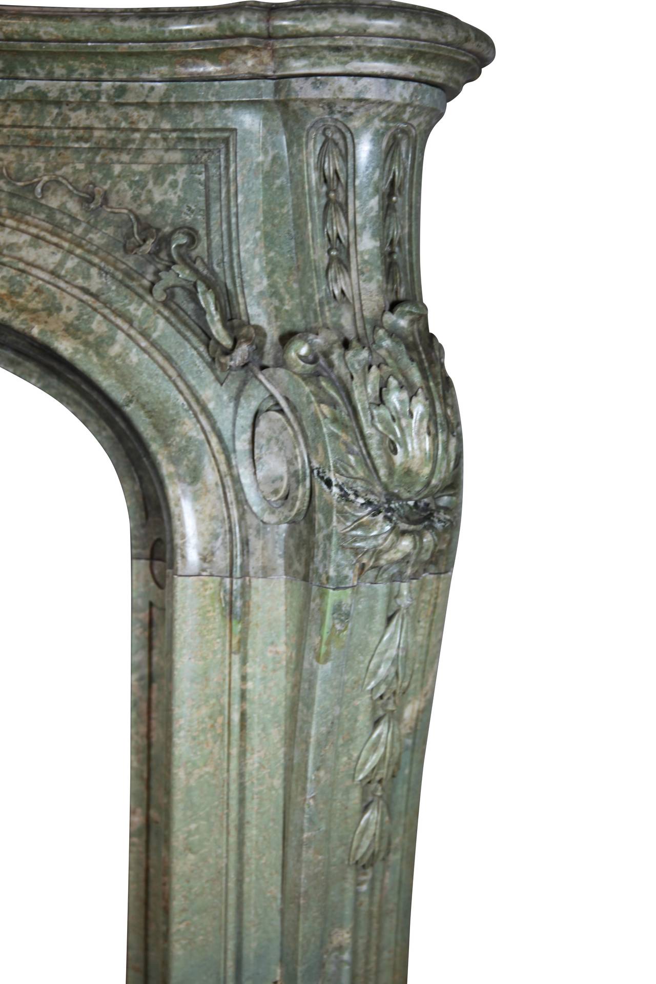 Carved 19th Century French Rococo Revival Period of the Third Republic in Green Marble
