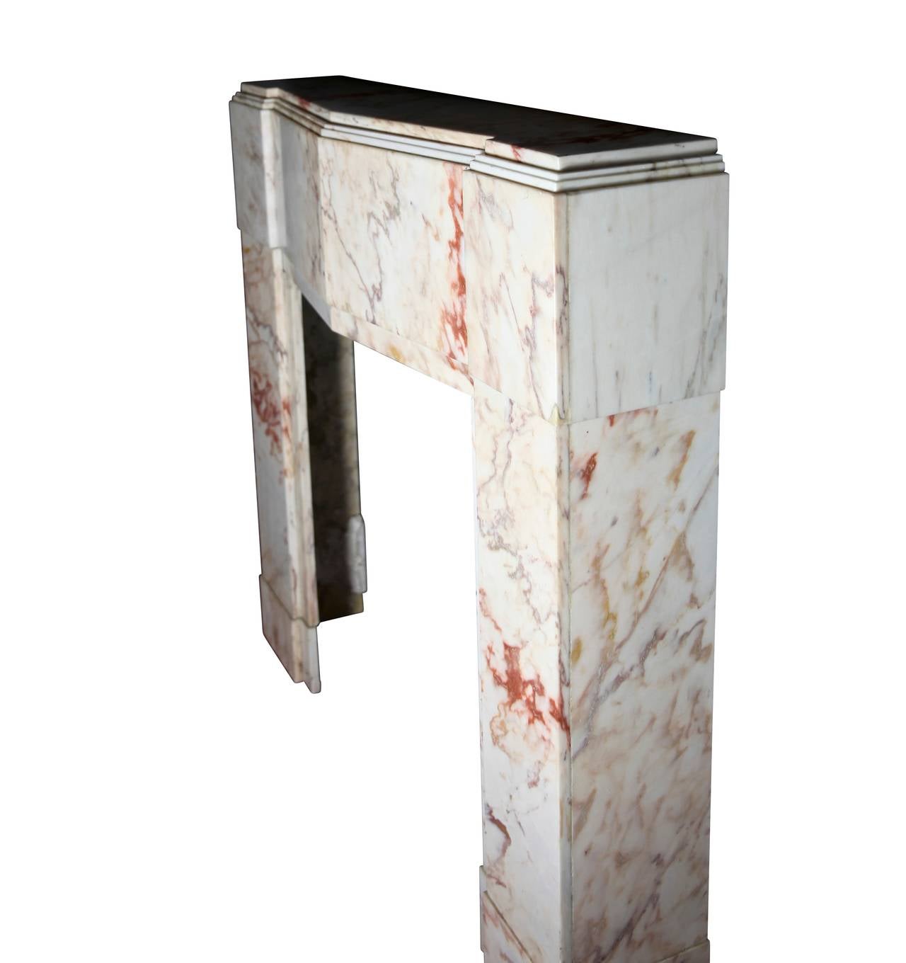 20th Century Fine European Art Deco Antique Fireplace Mantle In