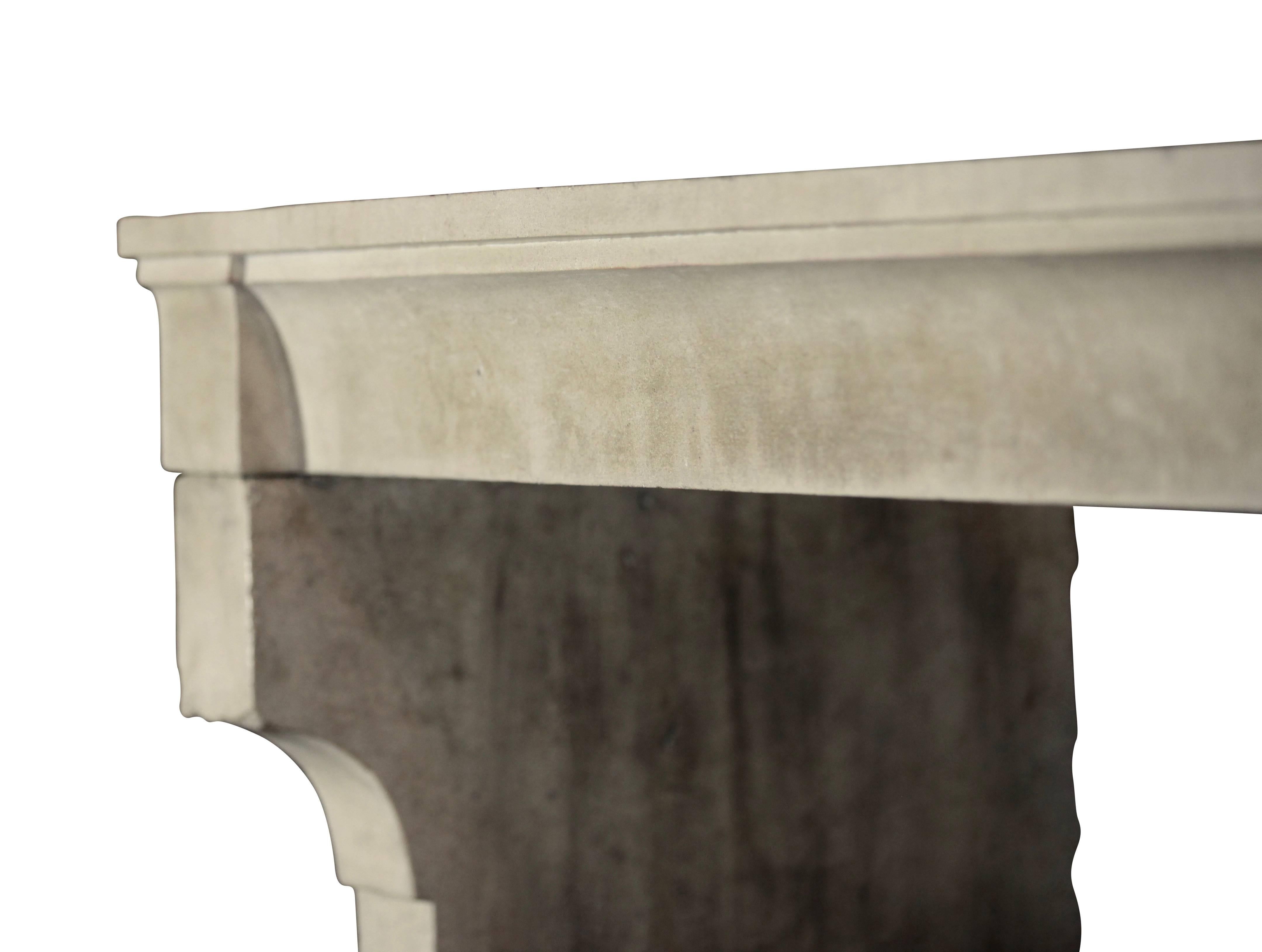 Carved 19th Century French Country Limestone Antique Fireplace Mantle For Sale