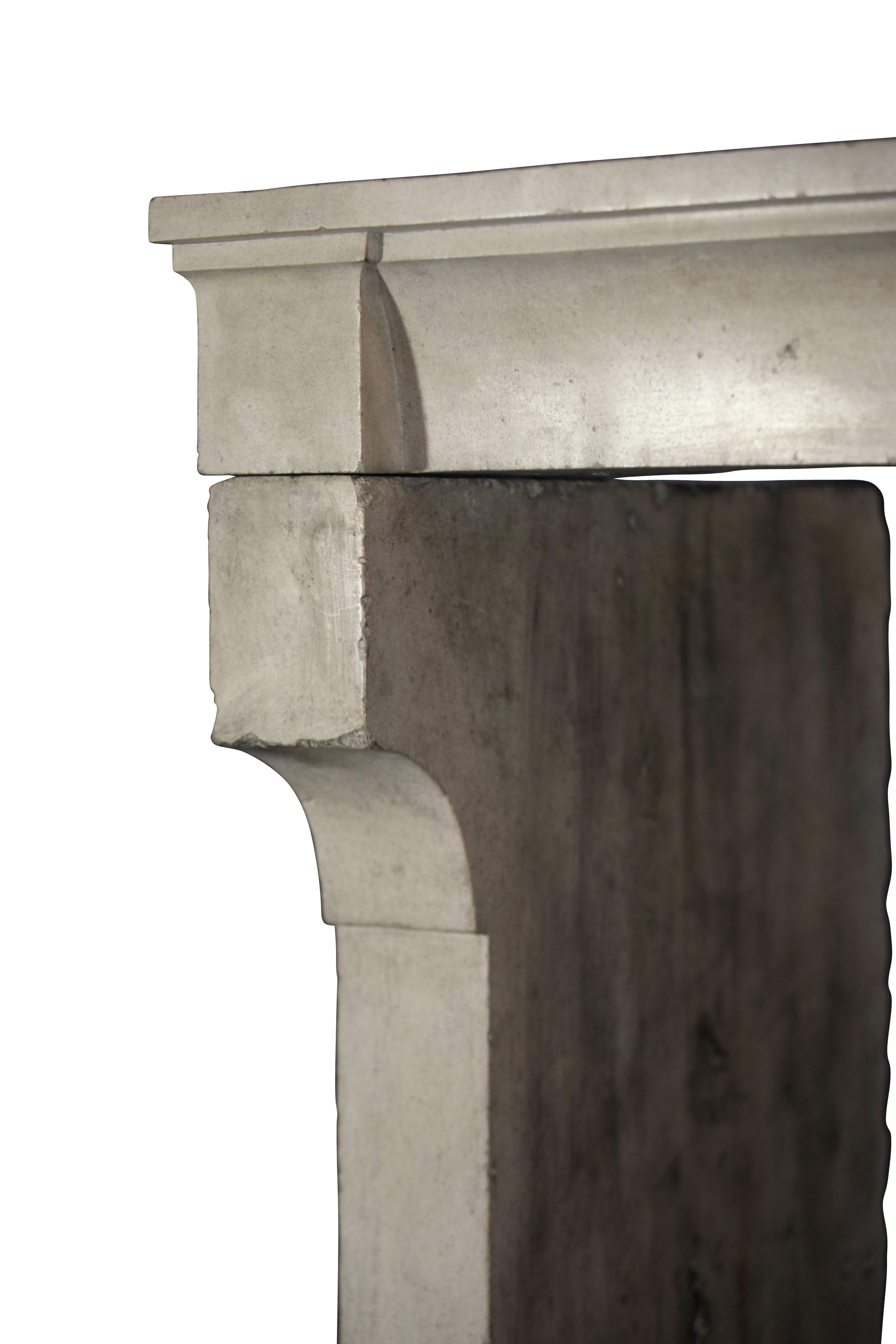 19th Century French Country Limestone Antique Fireplace Mantle For Sale 1