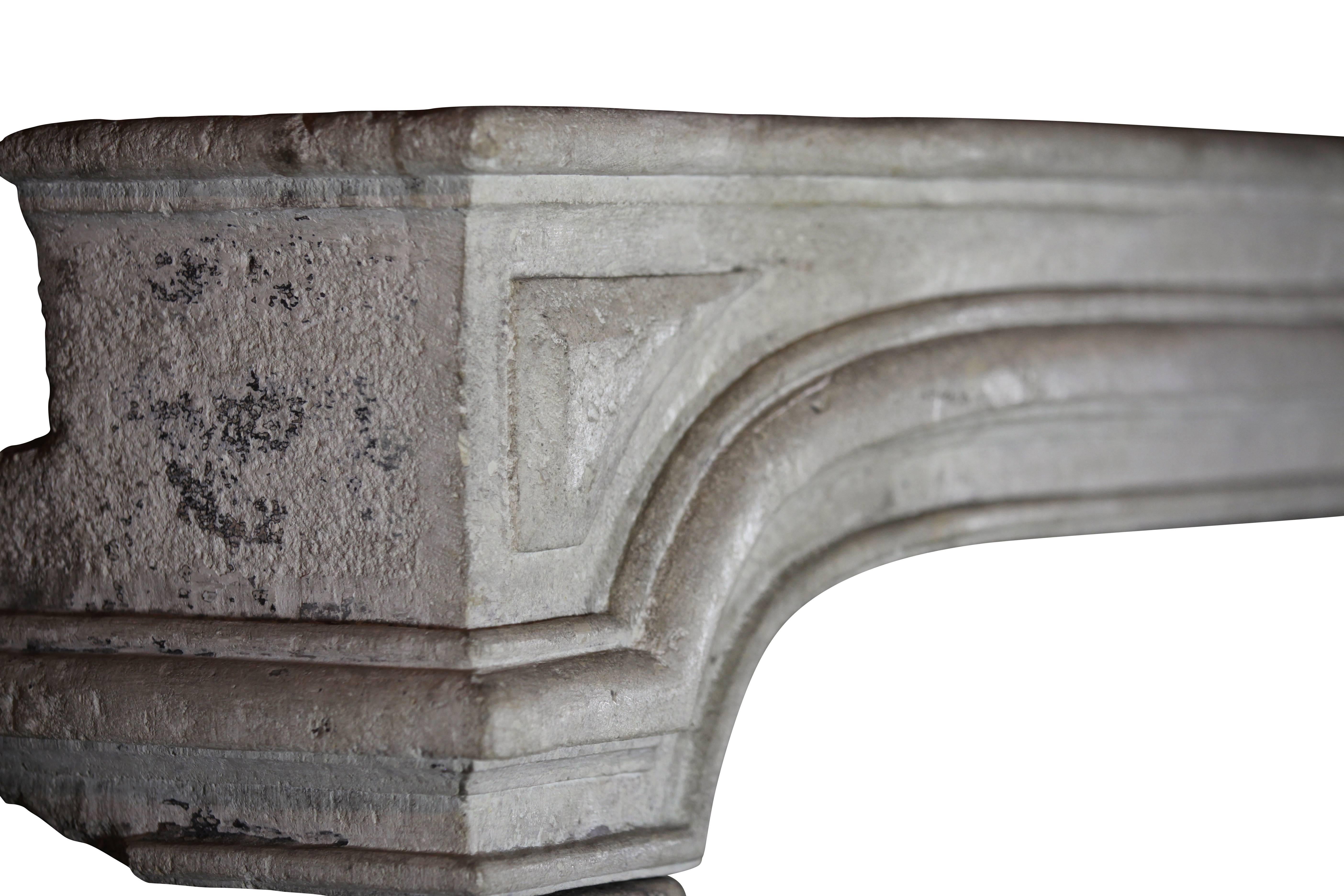 18th Century French Country Limestone Original Fireplace Surround For Sale 1