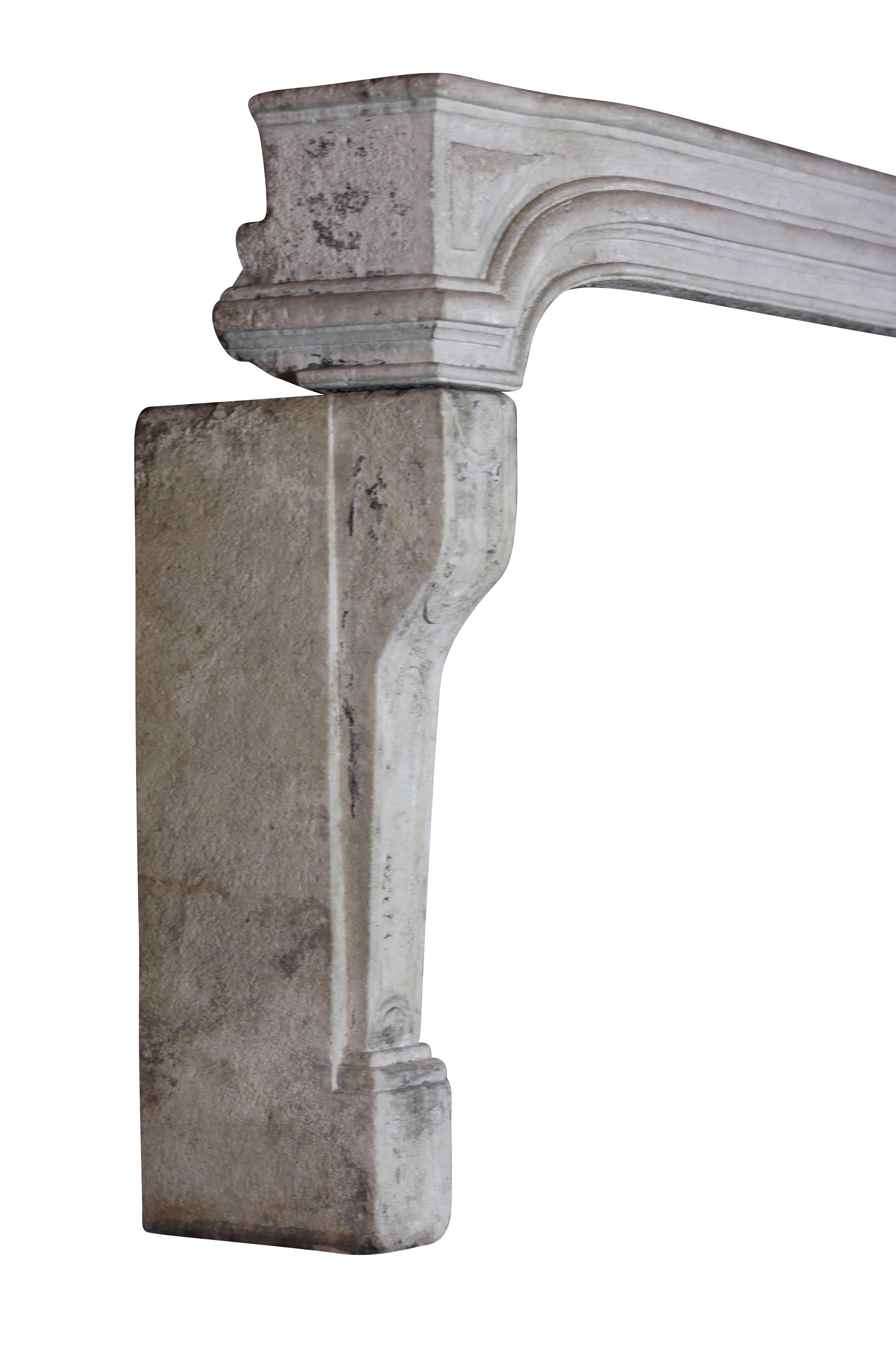 18th Century French Country Limestone Original Fireplace Surround For Sale 4
