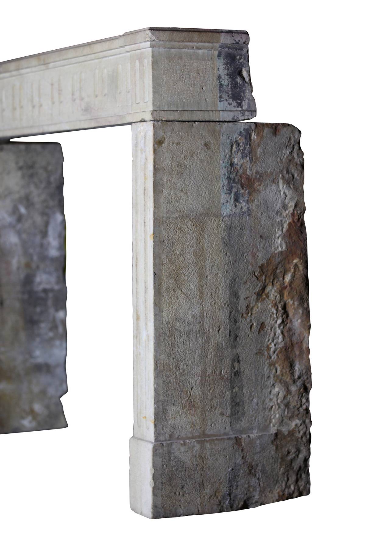 Stone French Classic Antique Fireplace Surround in Limestone in Belgian Warehouse