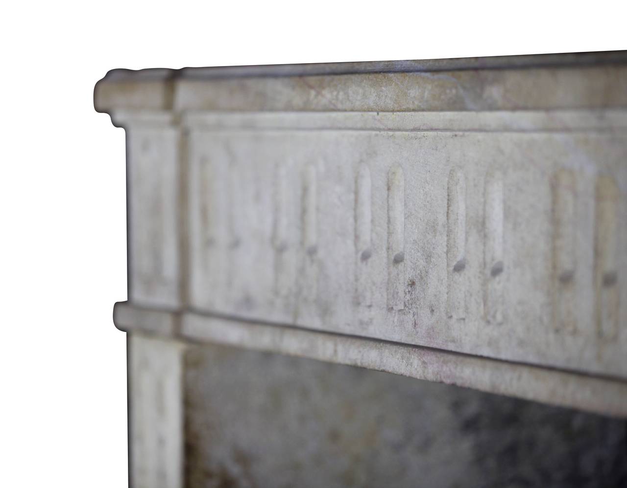 French Classic Antique Fireplace Surround in Limestone in Belgian Warehouse 1