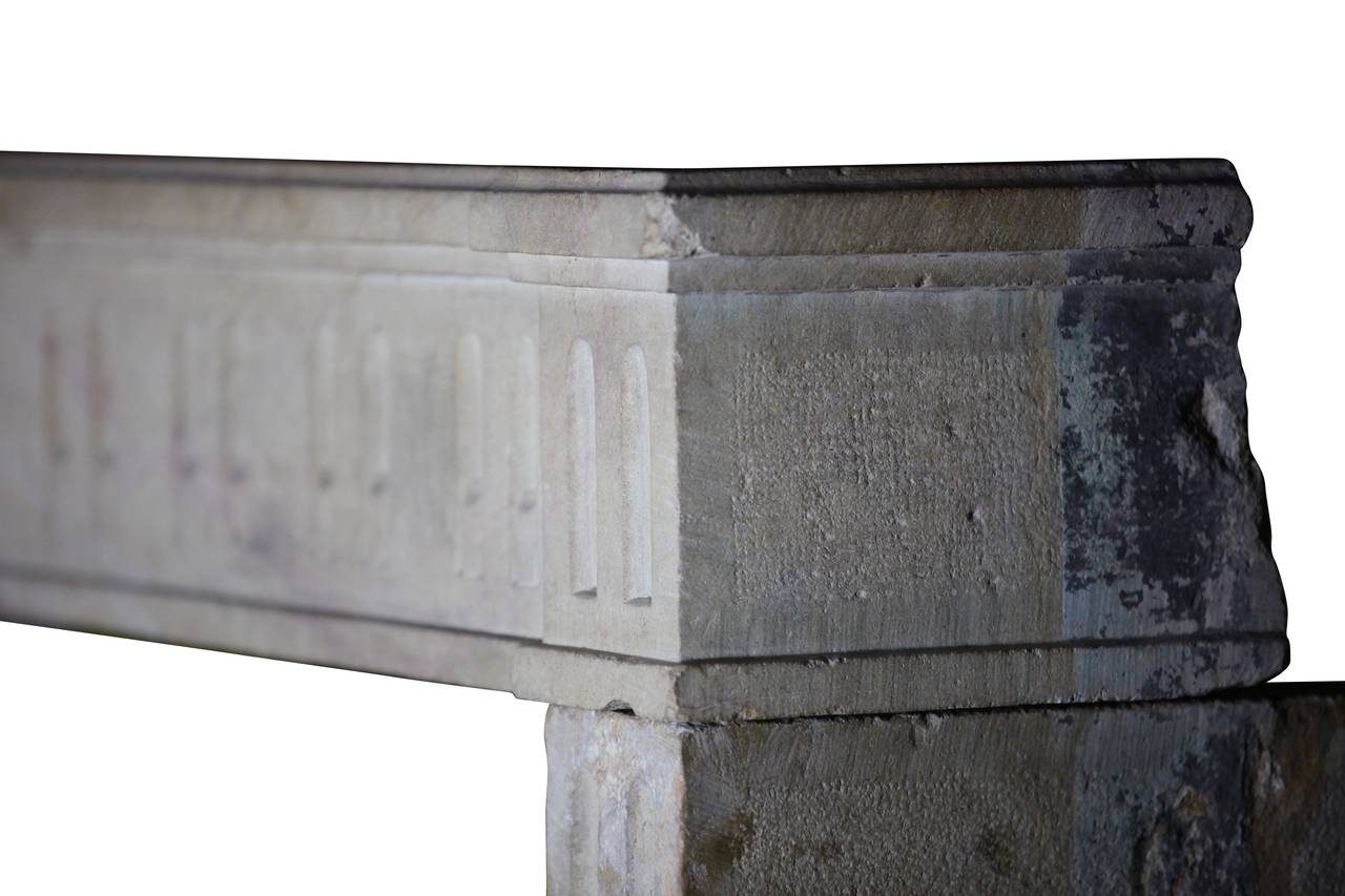 French Classic Antique Fireplace Surround in Limestone in Belgian Warehouse 2