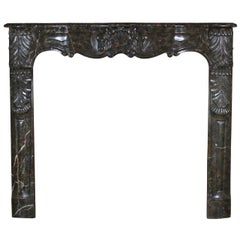 Beautiful Belgian Antique Fireplace Mantel in Marble with Special Fronton