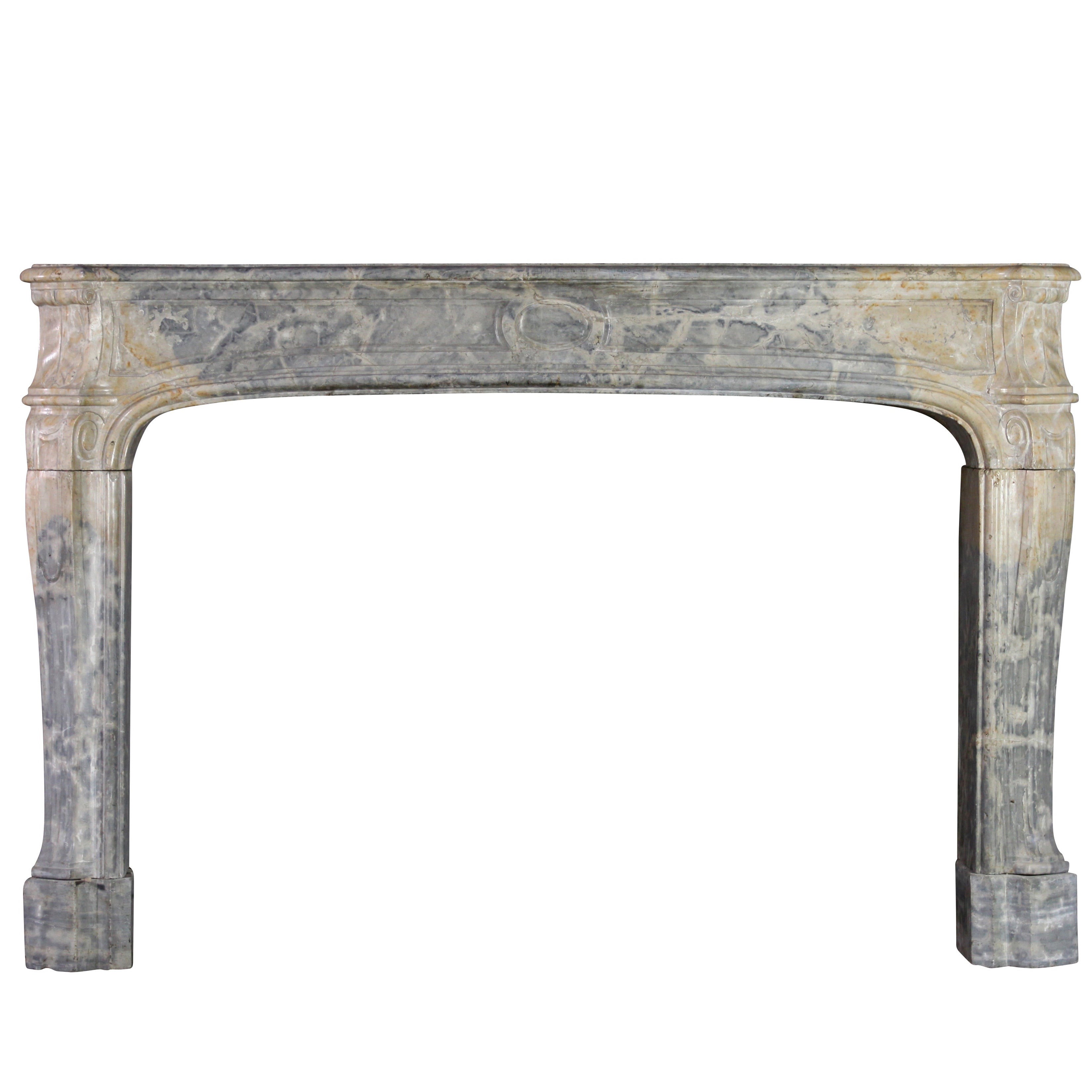 18th Century Louis XIV Fine French Antique Fireplace Mantel in Hard Stone For Sale