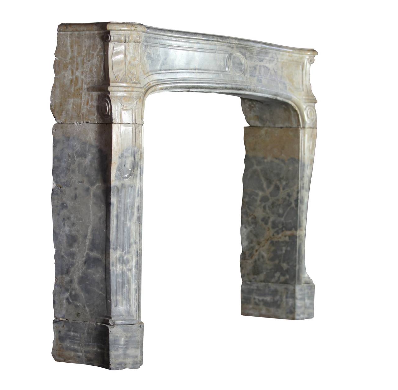 18th Century Louis XIV Fine French Antique Fireplace Mantel in Hard Stone For Sale 5
