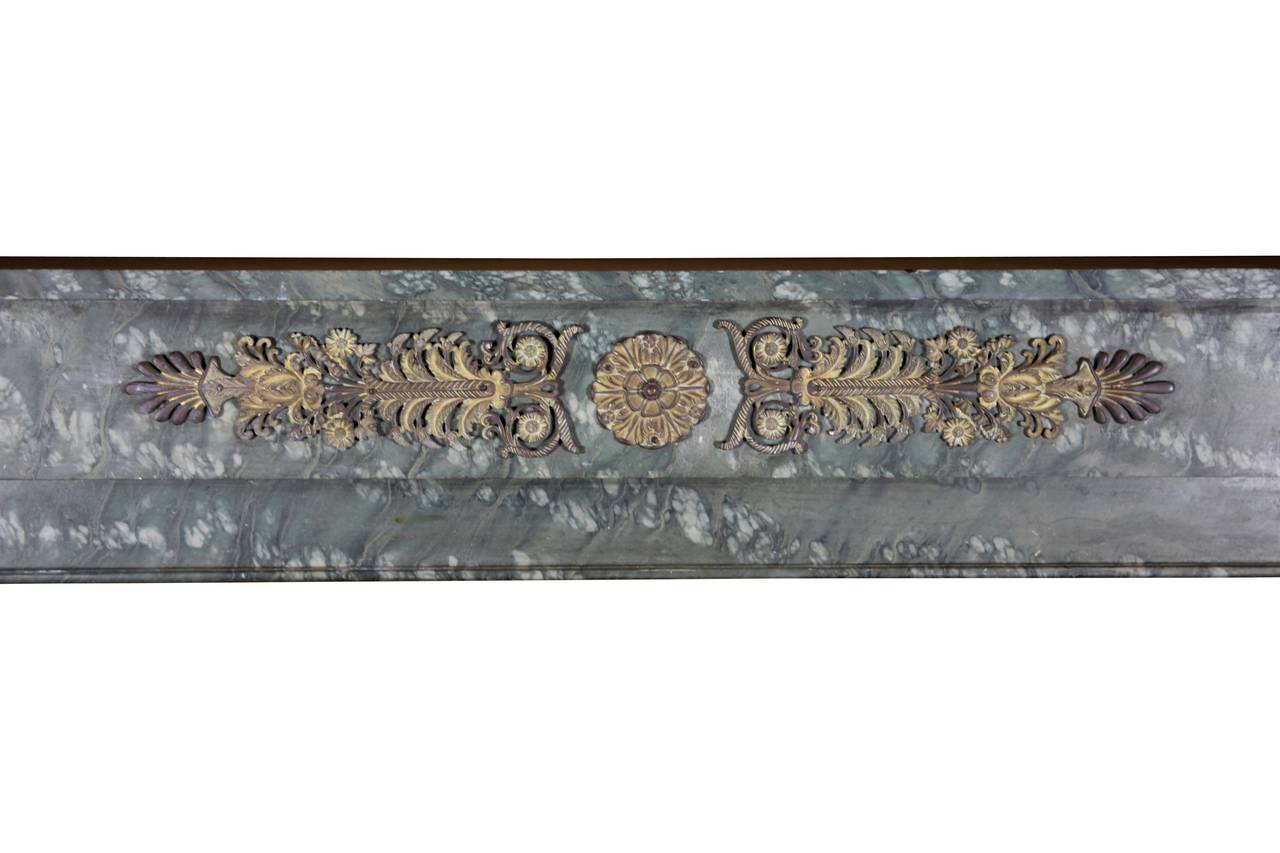 Directoire 18th Century Fine Marble Fireplace Surround With Bespoke Brass Bijouterie For Sale
