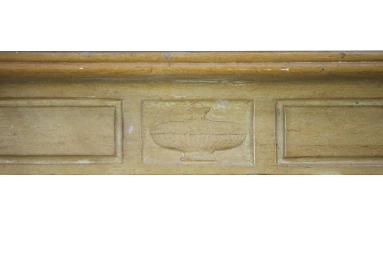 Louis XVI 19th Century Fine French Honey Color Stone Antique Fireplace Mantle For Sale