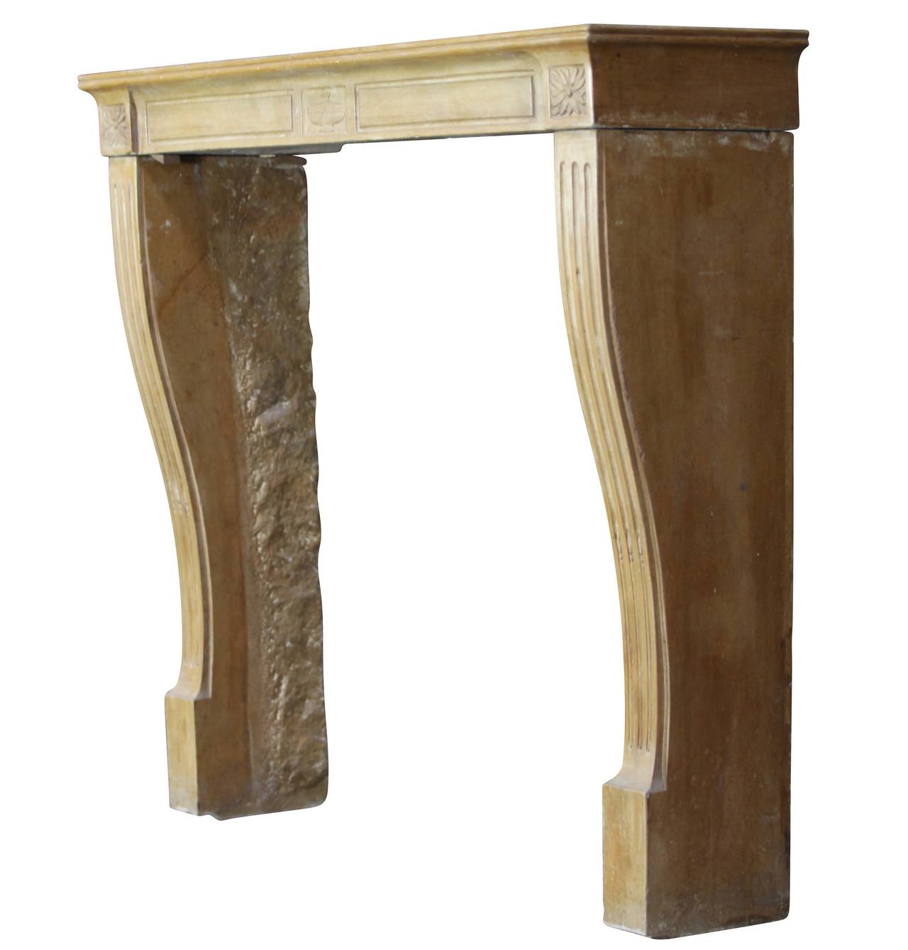 19th Century Fine French Honey Color Stone Antique Fireplace Mantle For Sale 3