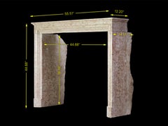 19th Century French Burgundy Marble Stone Antique Fireplace Surround