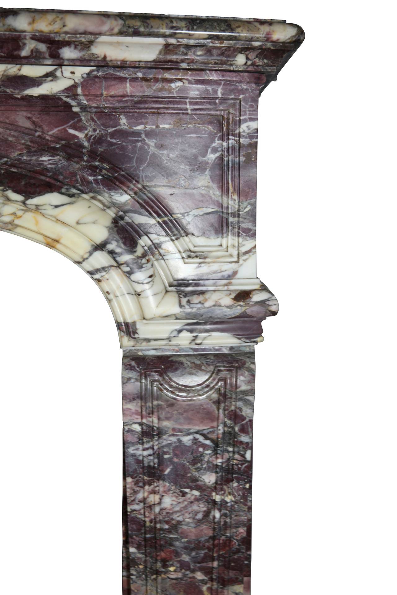 Louis XIV Encadrement de cheminée ancien en marbre royal Brêche violet français Chique en vente
