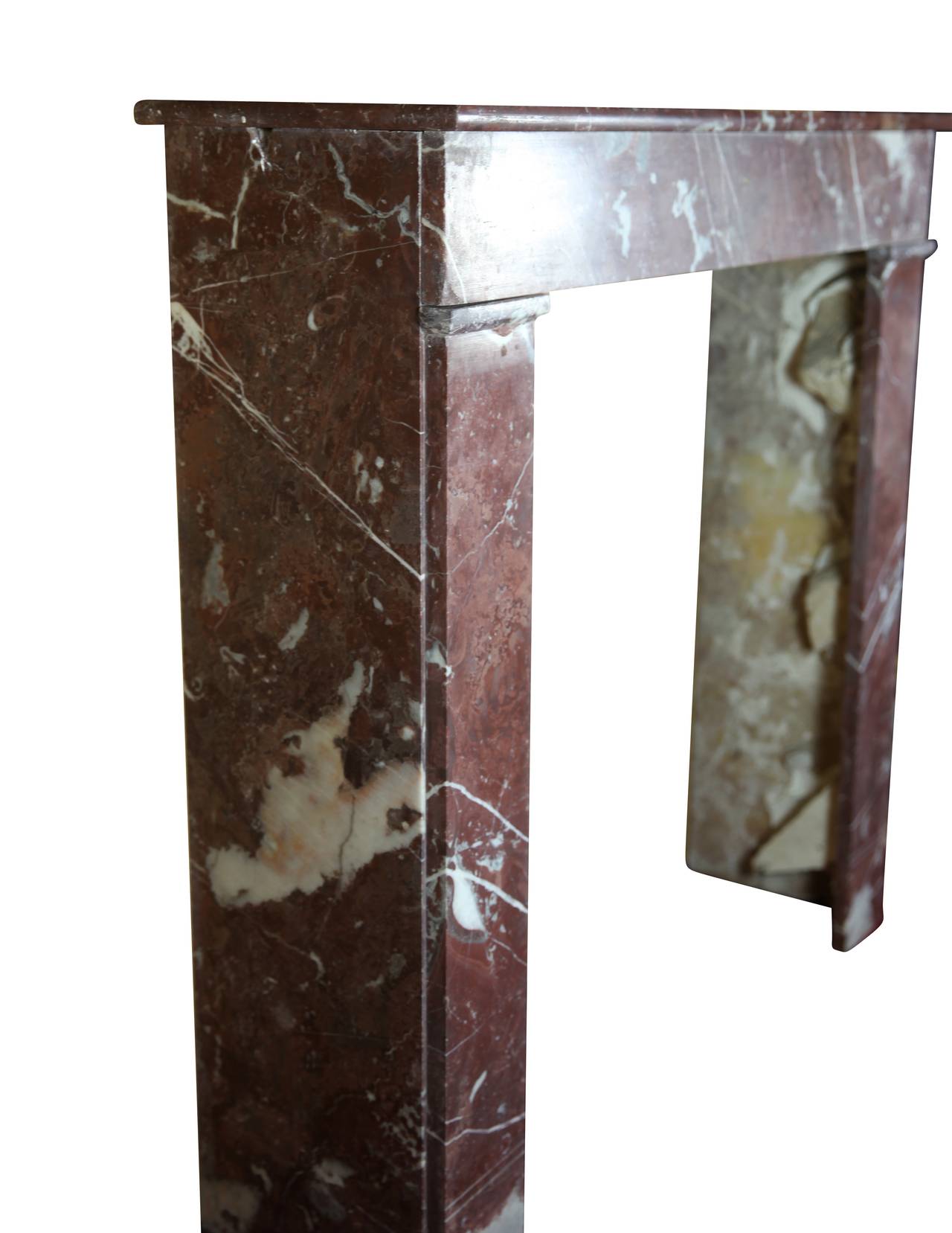 Polished 19th Century Belgian Marble Inexpensive Vintage Fireplace Surround For Sale