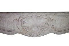 18th Century LXV Classic French Country Antique Limestone Fireplace Mantle