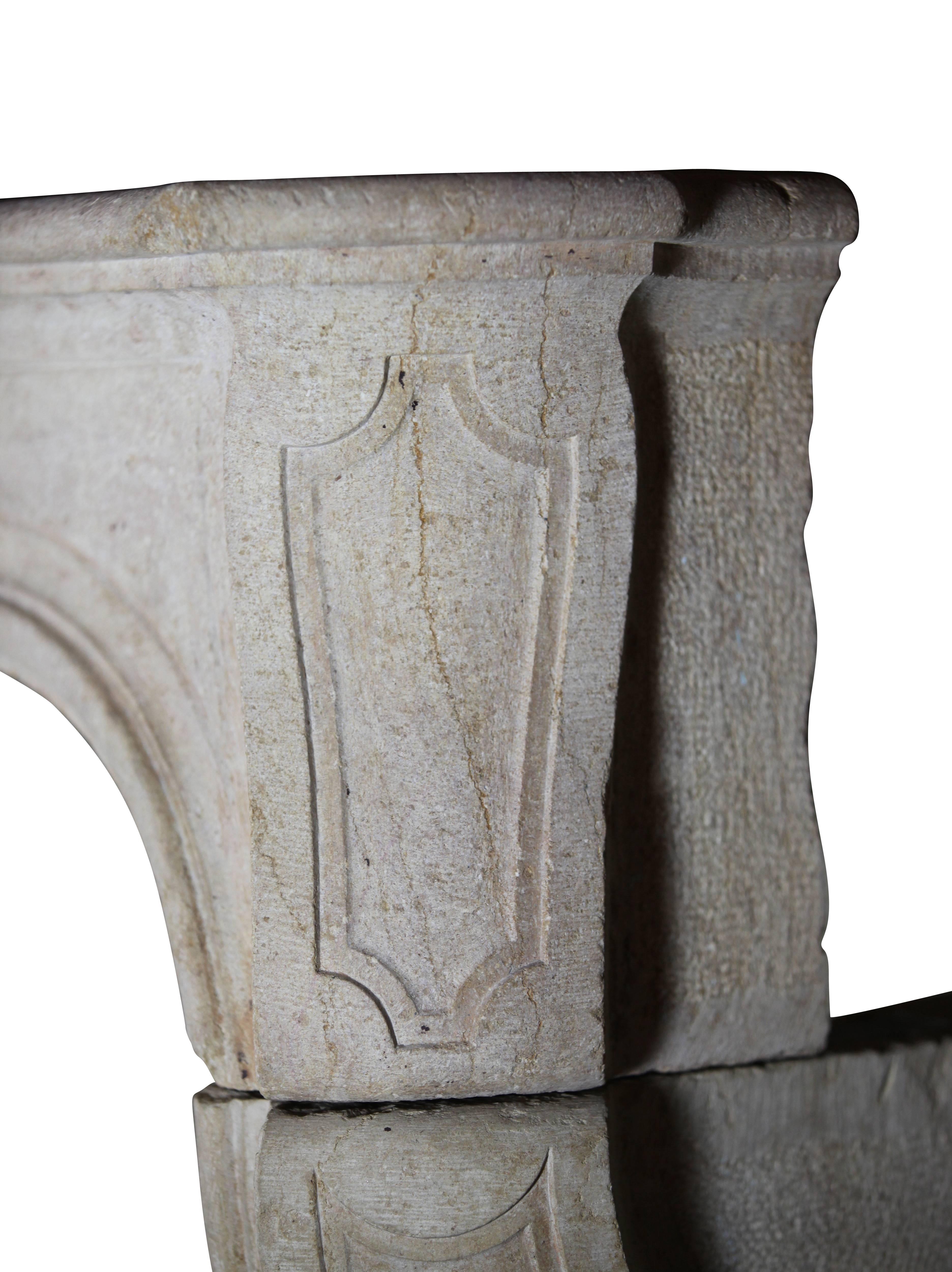 18th Century LXV Classic French Country Antique Limestone Fireplace Mantle For Sale 2