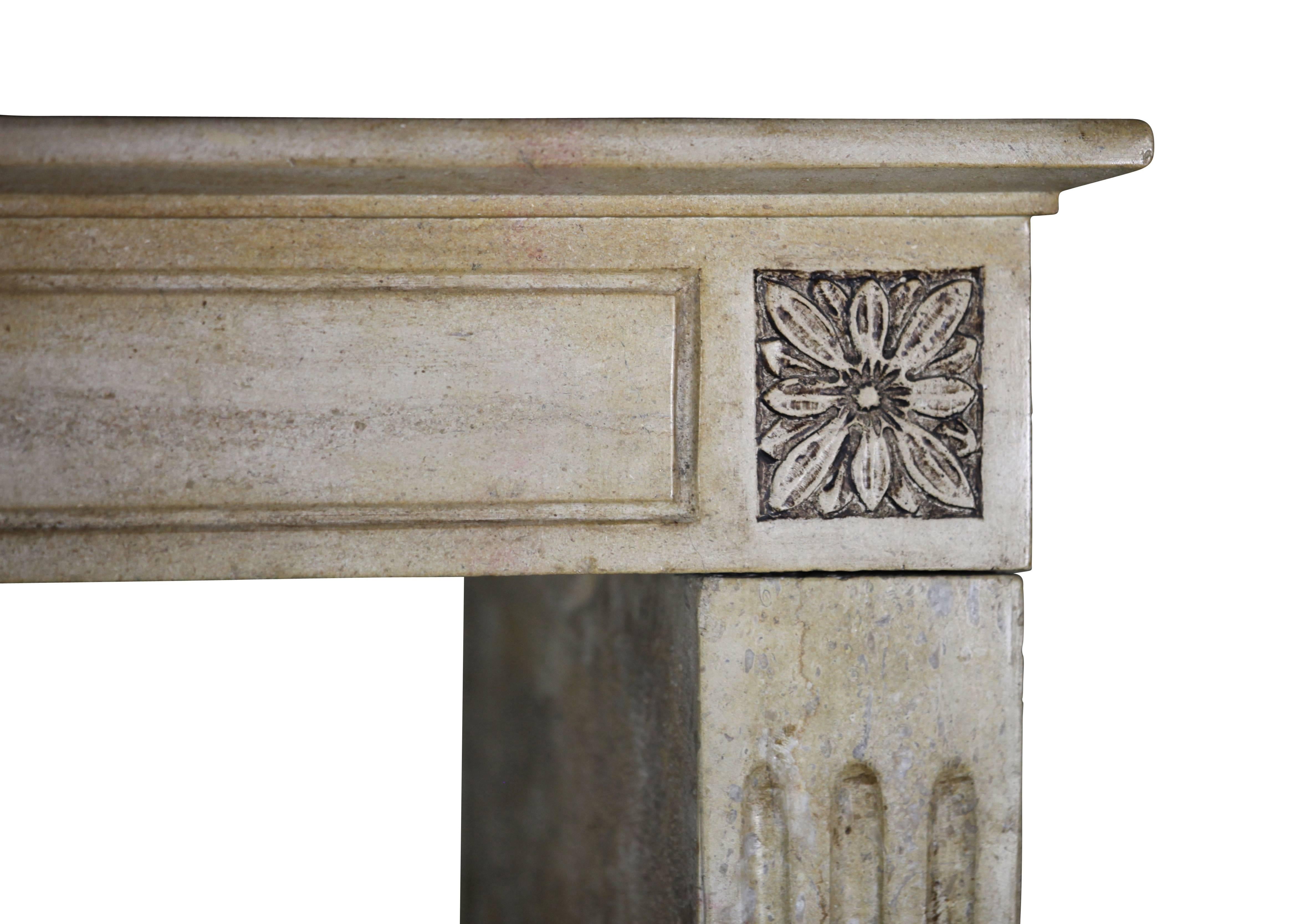 19th Century French Directoire Style Period Fireplace Mantel In Stone. For Sale