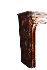 19th Century Antique Fireplace Mantel in Brown and Red Belgian Marble