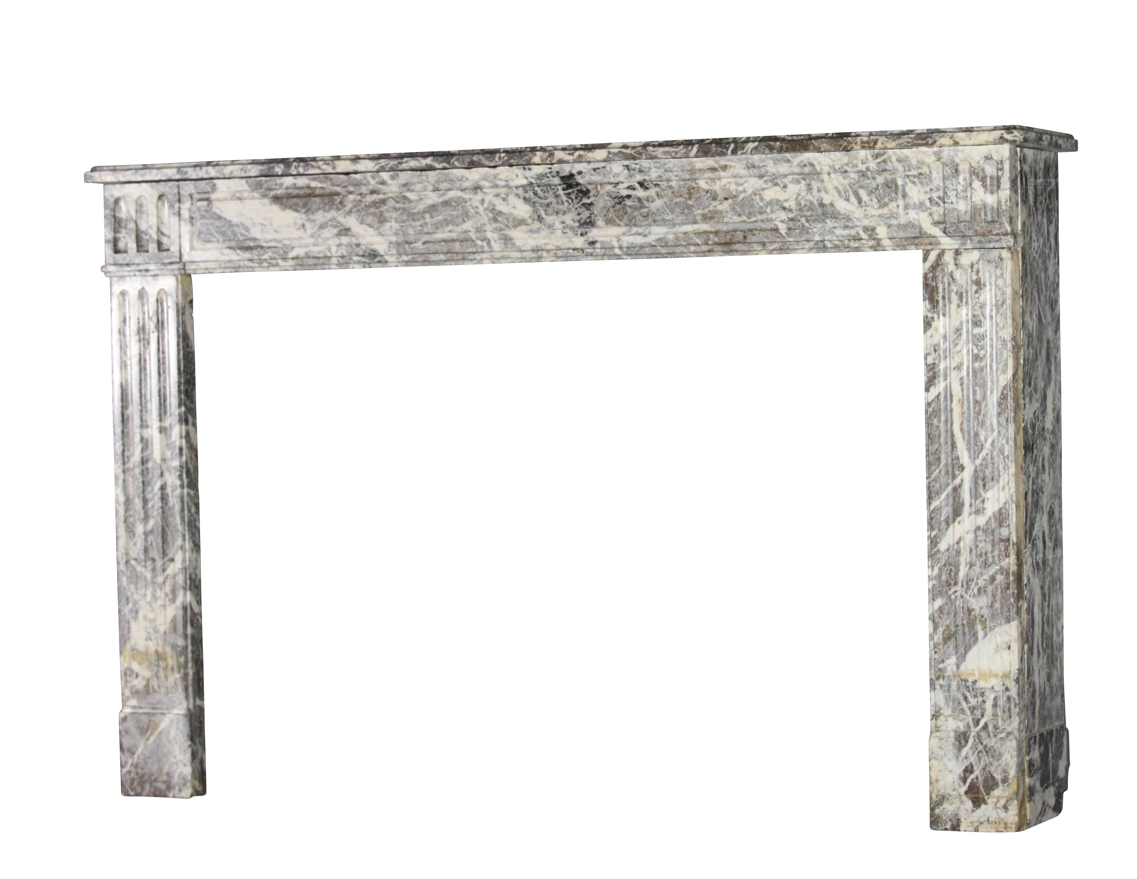 Polished 18th Century European Gris d'Ardenne Classic Marble Antique Fireplace Surround