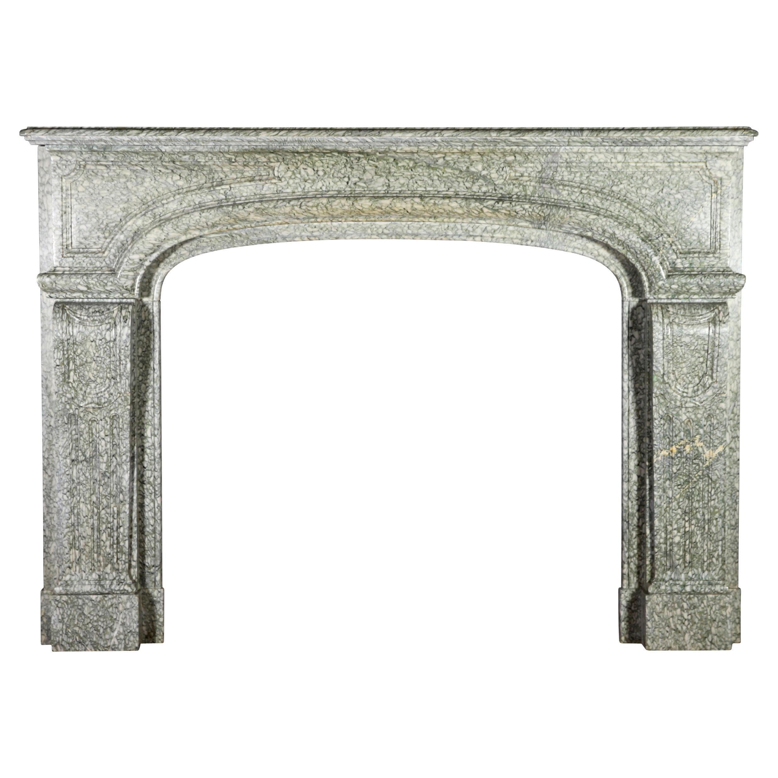 French Campan Vert Marble Vintage Fireplace Surround For Sale