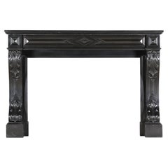 19th Century Black Belgian Marble Fireplace Mantel – Timeless French Elegance