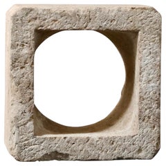 Reclaimed French Garden Wellhead, Hand-Carved - Hammered and Rustic Limestone