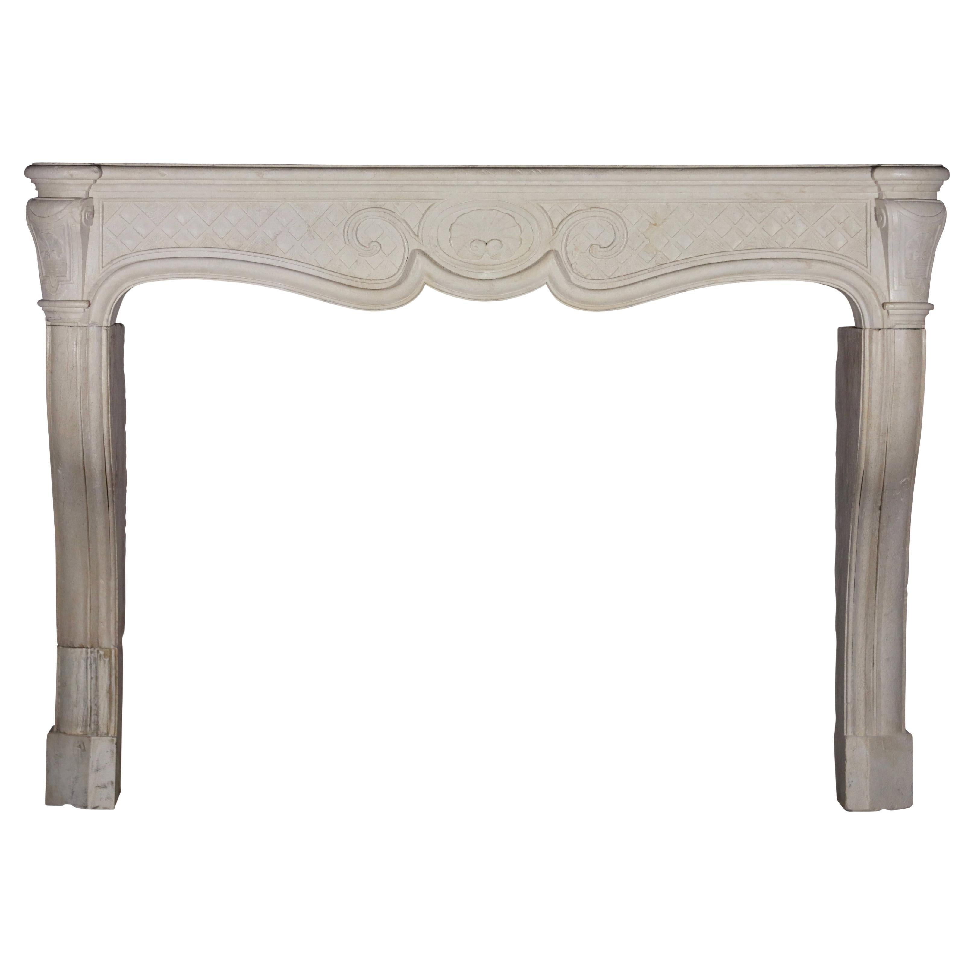 This stunning French limestone antique fireplace surround has a very fine carving and comes from a French country house. It has side pieces for an upper mantle. It is end Regency period, 18th century.
Measures:
168 cm Exterior Width 66,14 Inch
143